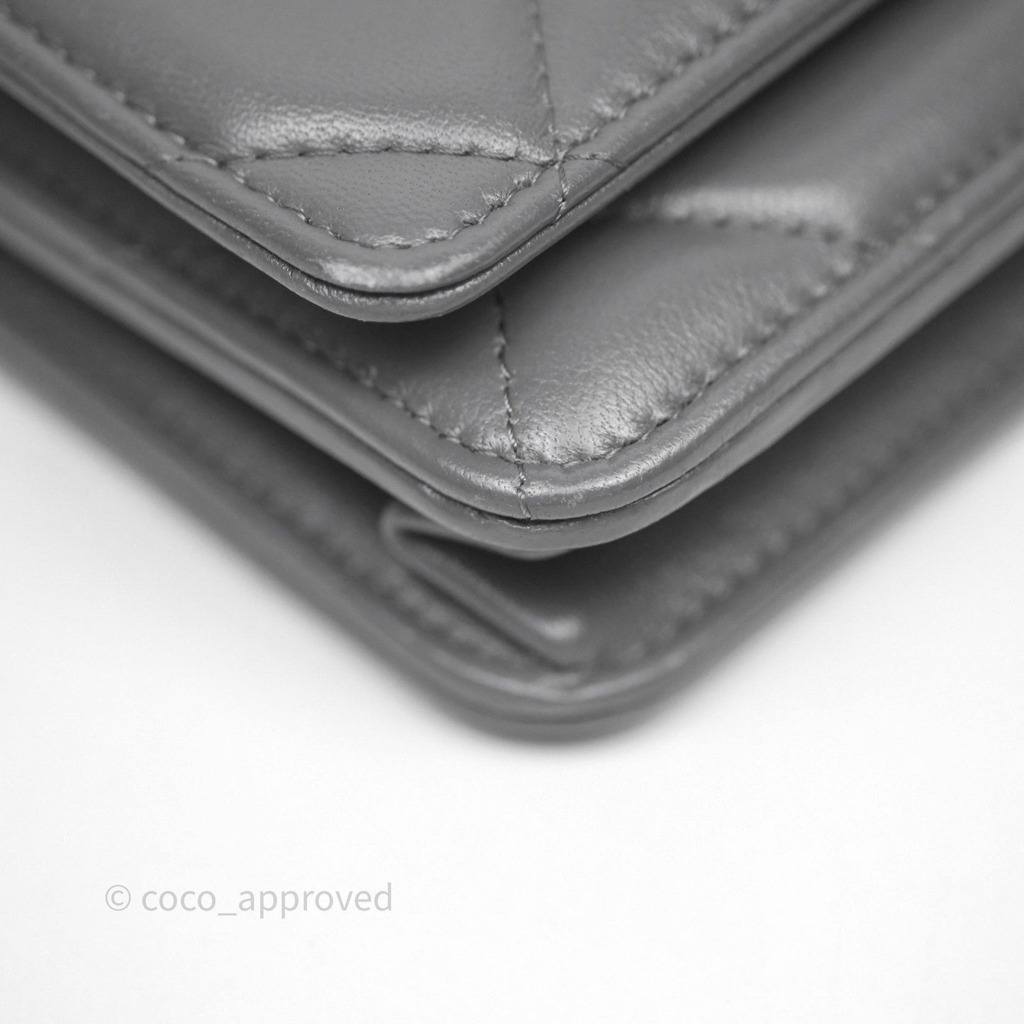 Chanel 19 Wallet on Chain WOC Grey Lambskin Mixed Hardware