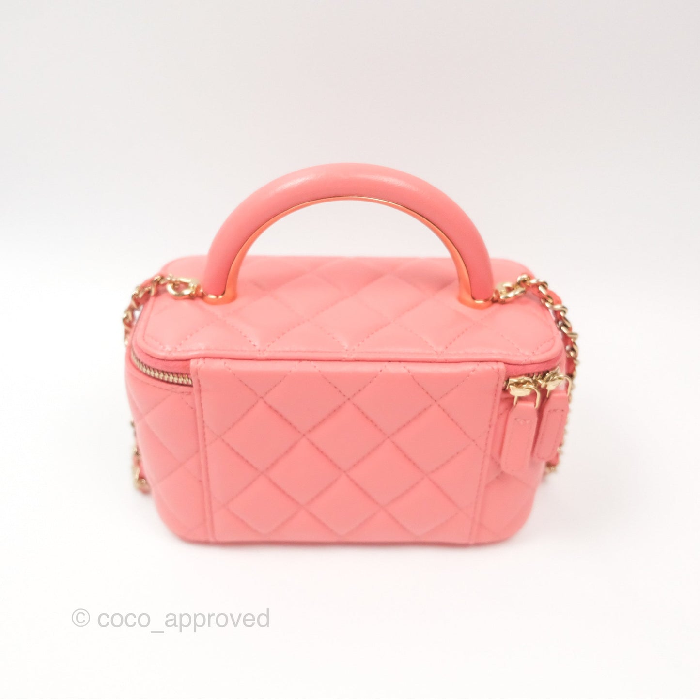 Chanel Vanity Rectangular Top Handle Pink Lambskin Gold Hardware