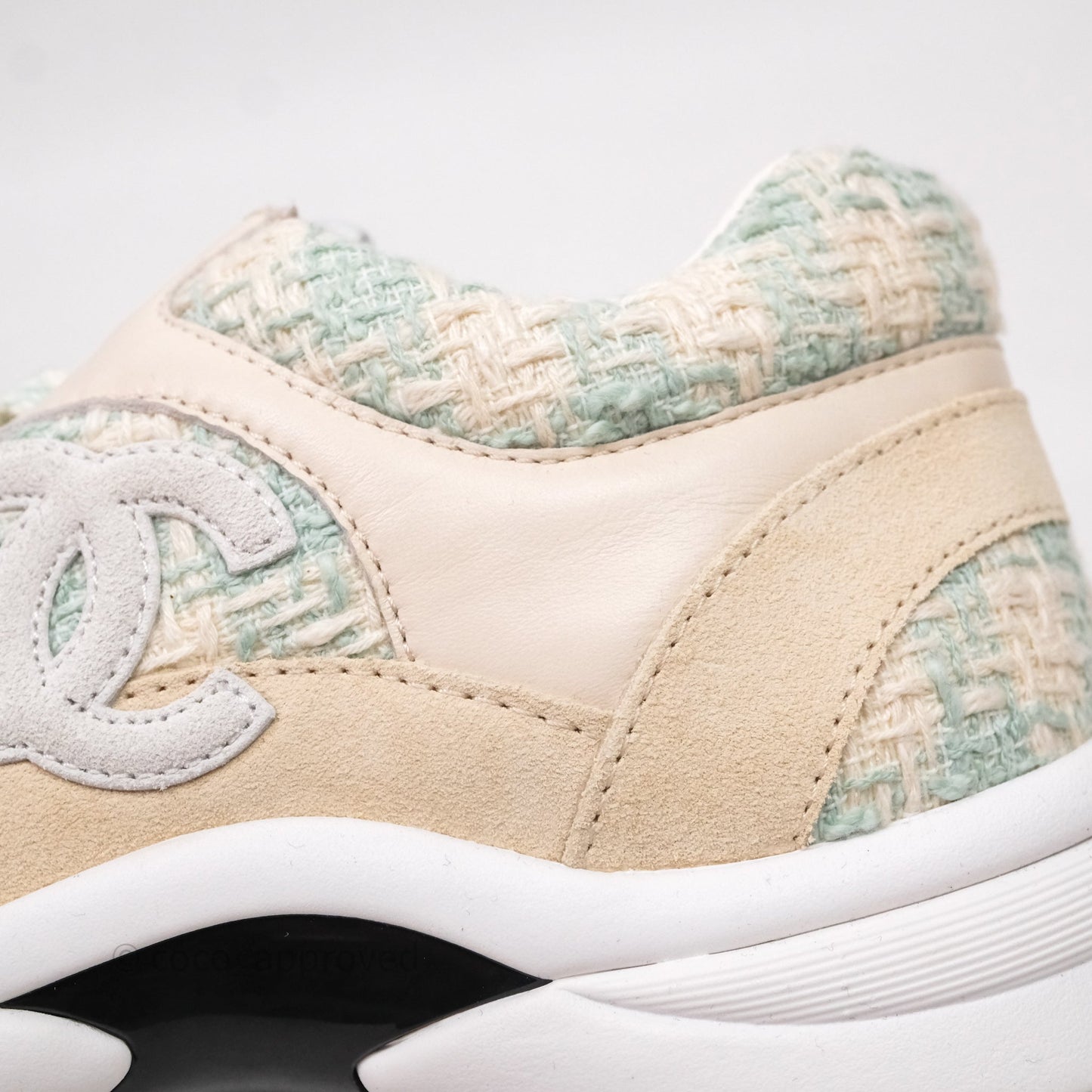 Chanel CC Sneakers Beige/ Blue Tweed Size 39