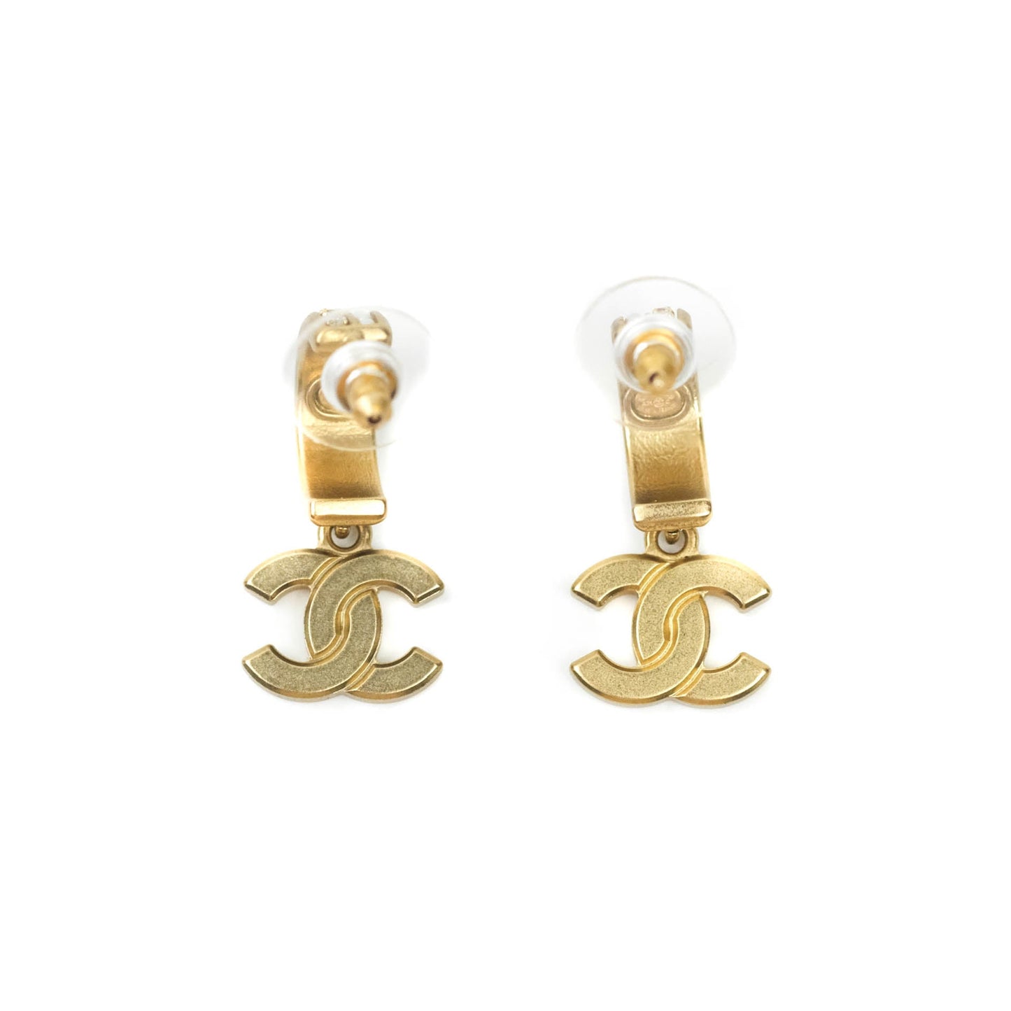 Chanel CC Crystal Pearl Hoop Earrings Gold Tone 21C