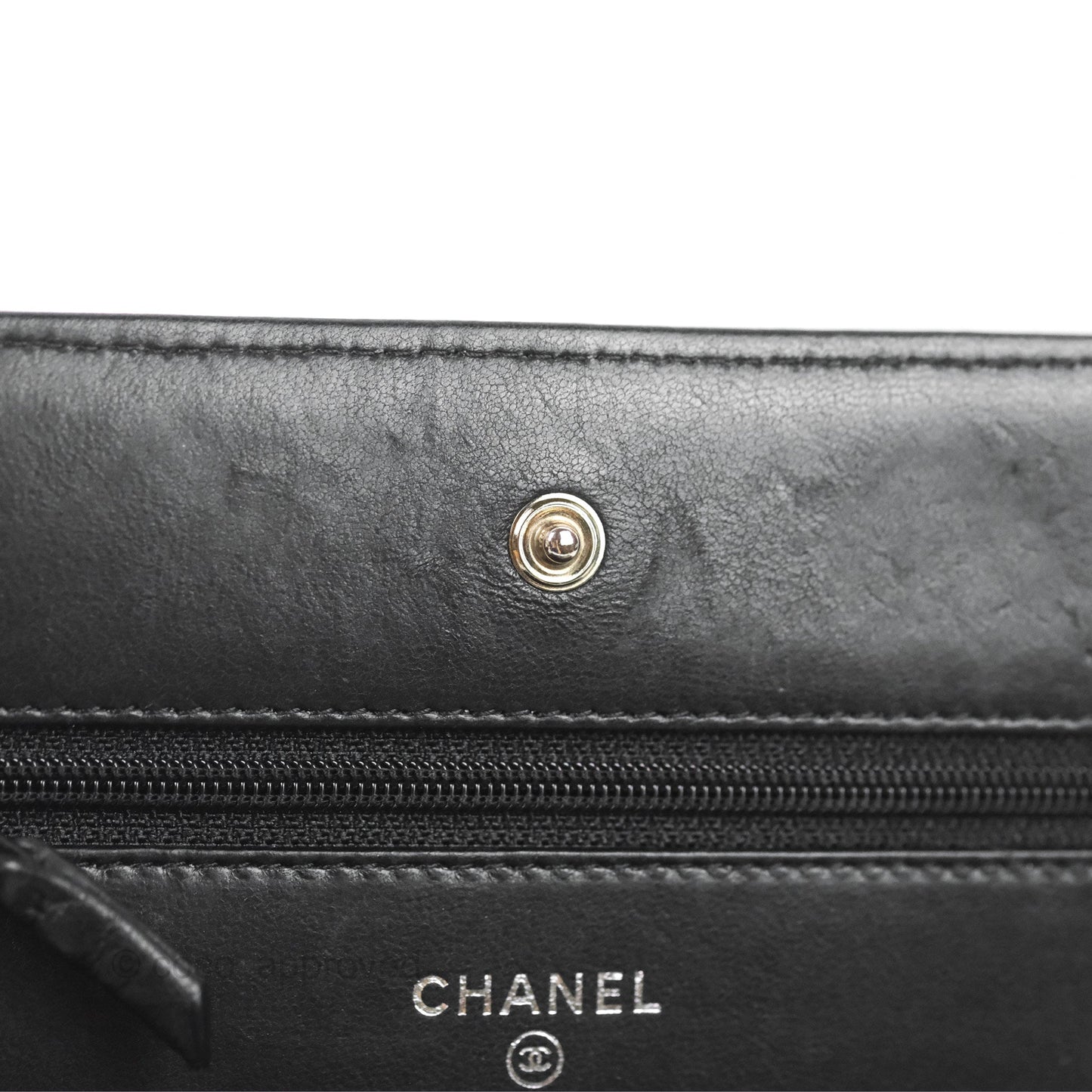 Chanel Quilted Classic Wallet On Chain WOC Black Lambskin Silver Hardware