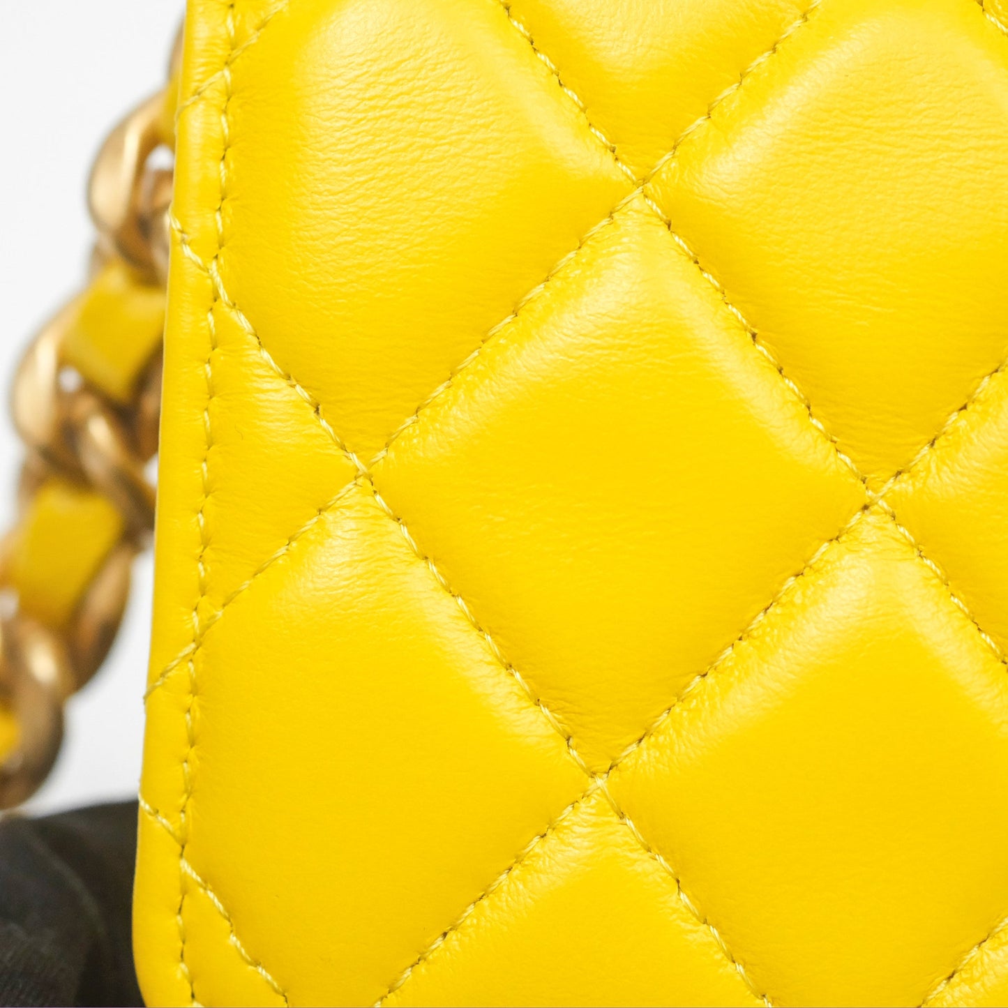 Chanel Lacquered Chain Mini WOC Yellow Lambskin