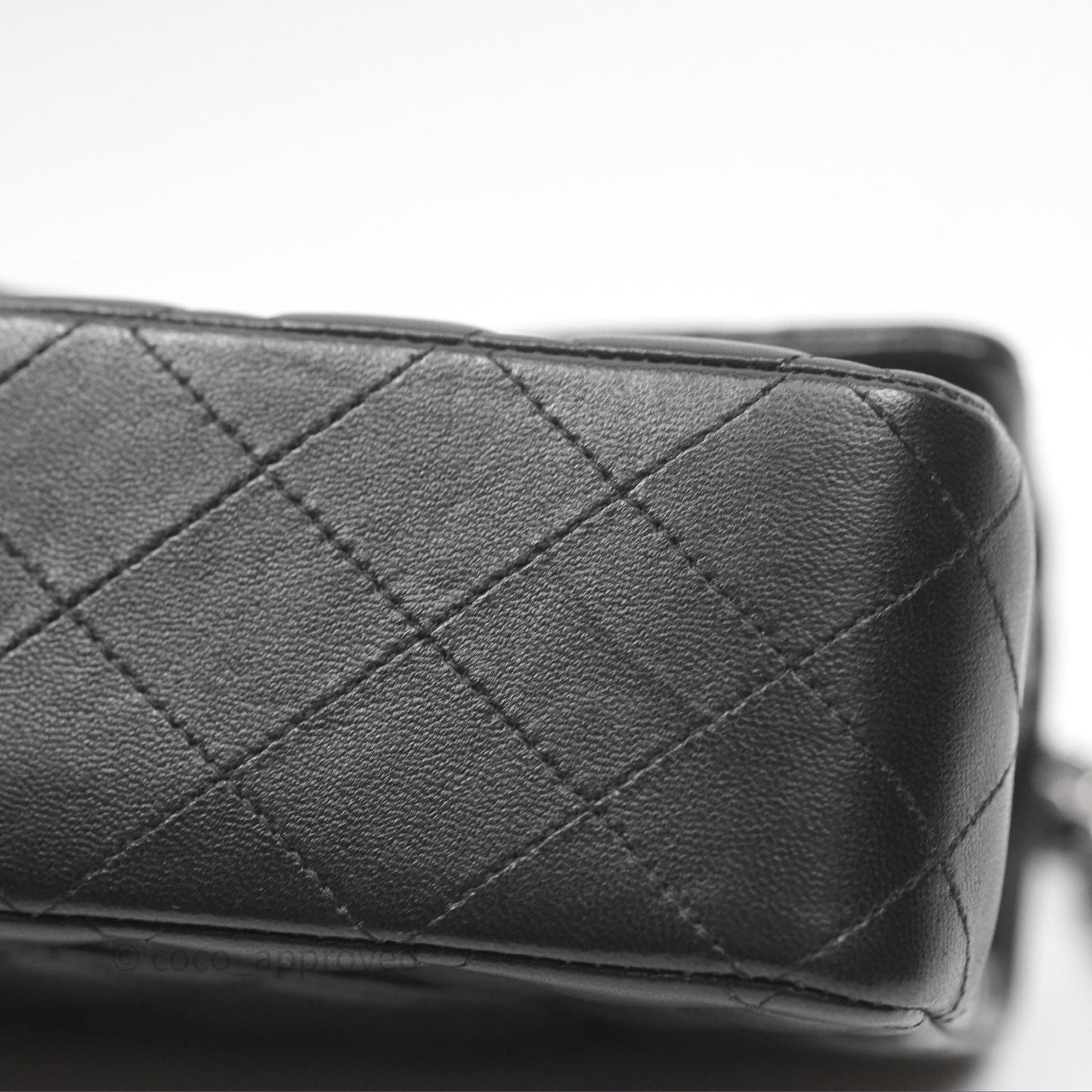 Chanel Classic M/L Medium Flap Quilted Black Lambskin Silver Hardware