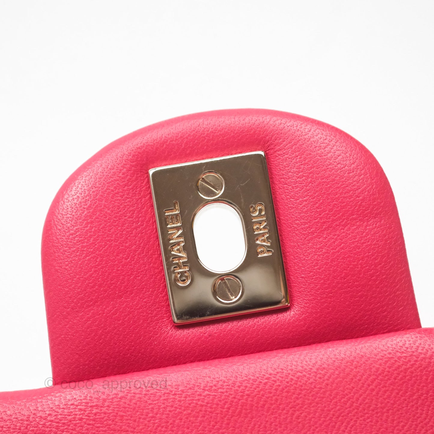Chanel Quilted Mini Rectangular Flap Berry Red Lambskin Gold Hardware