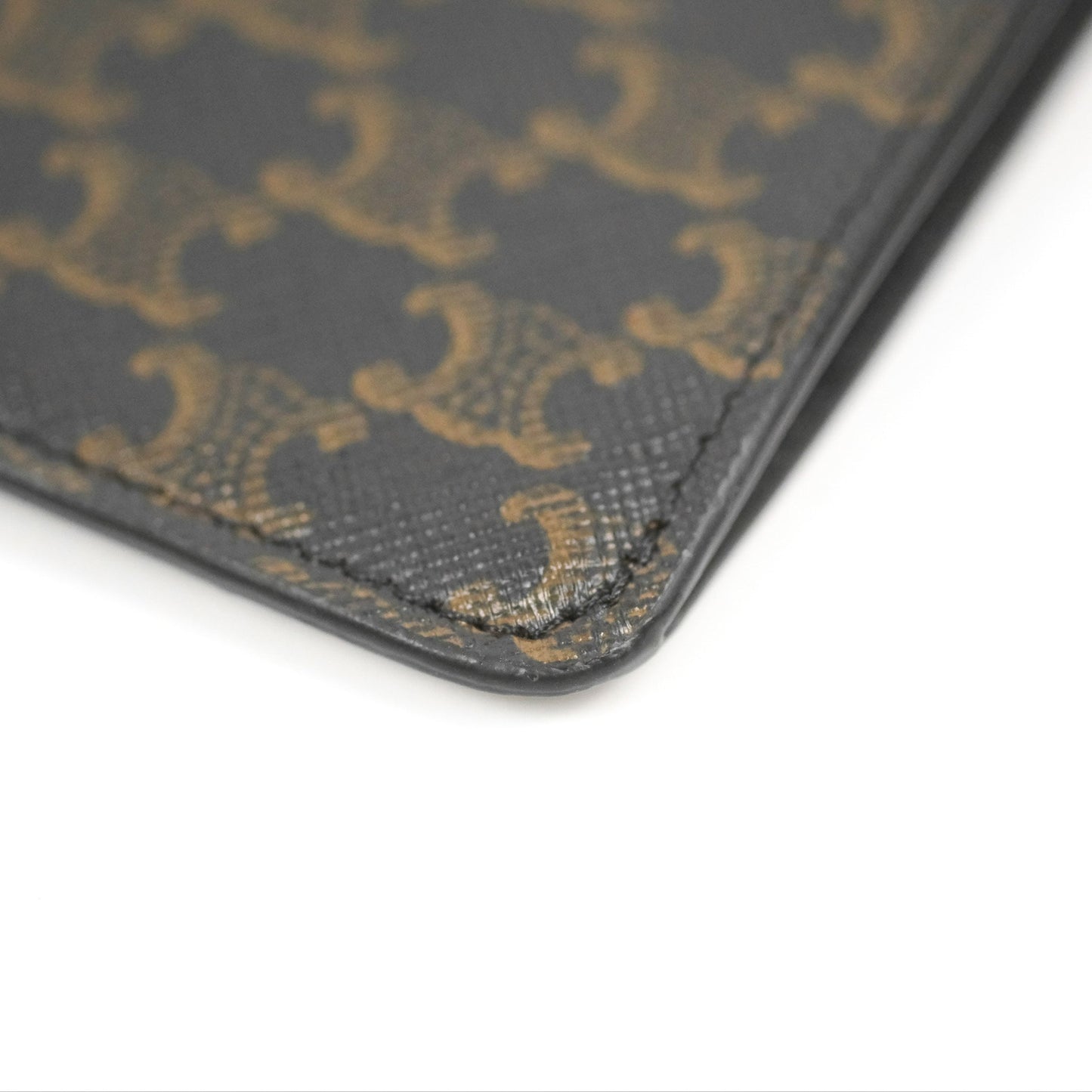 Celine Phone Pouch with Flap Black Triomphe Canvas Lambskin