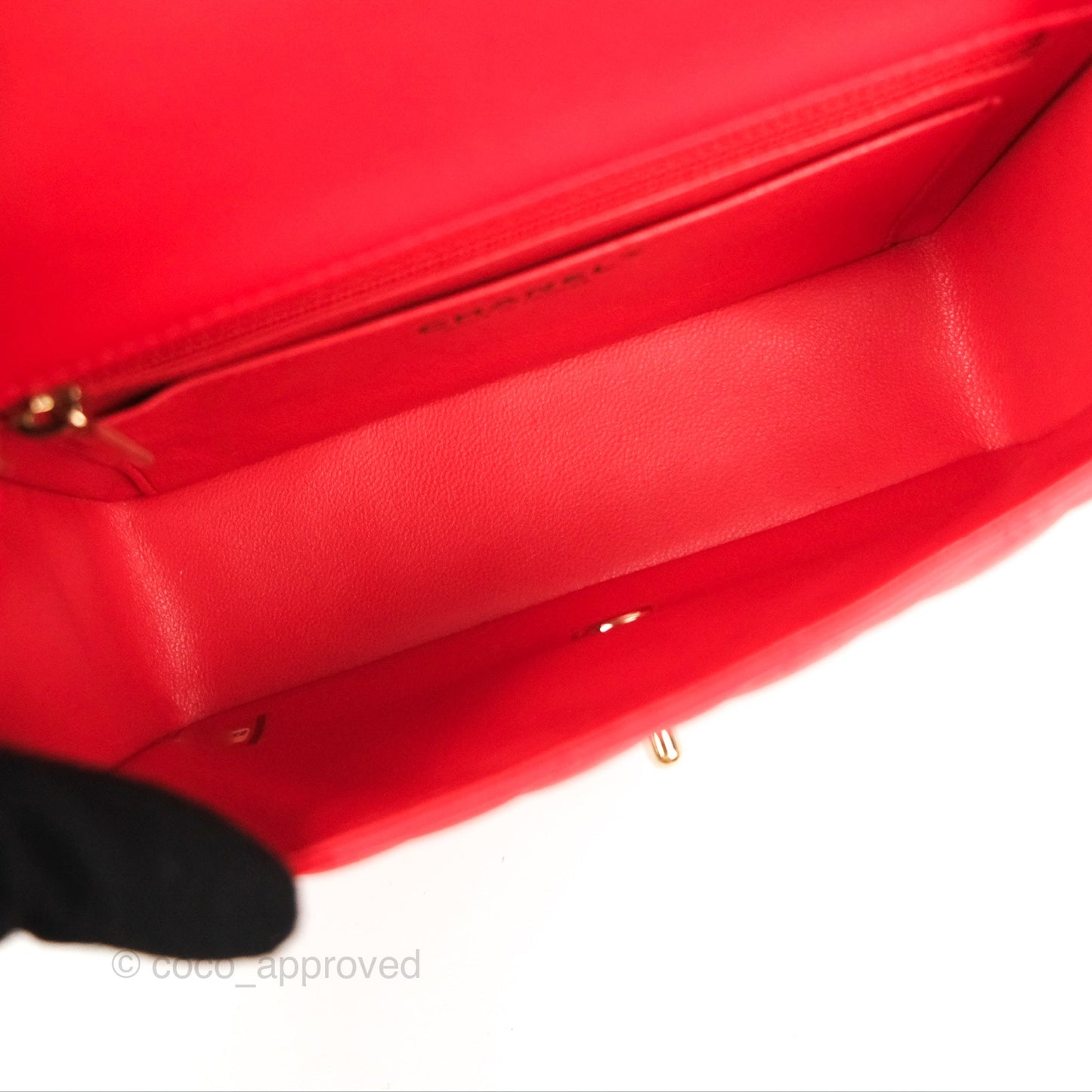 Chanel Quilted Mini Rectangular Flap Red Lambskin Gold Hardware