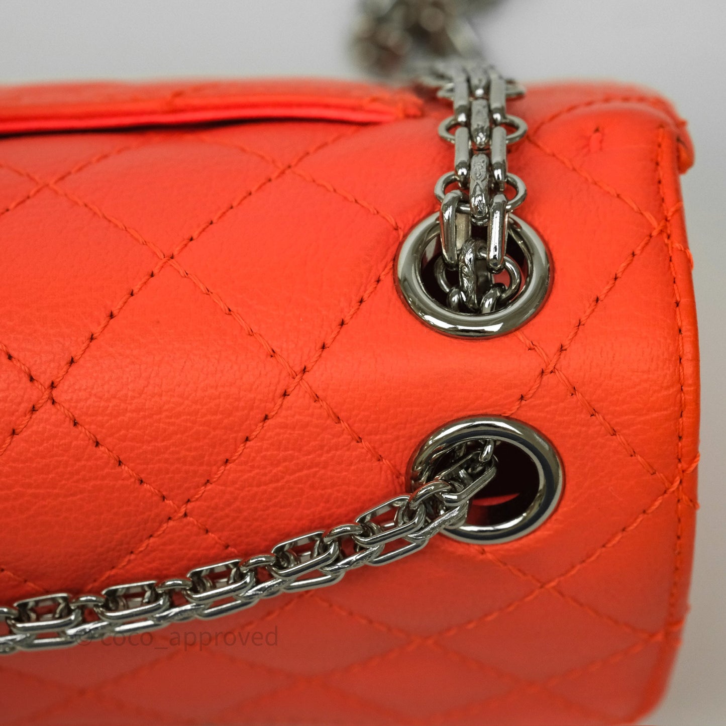 Chanel Mini Reissue 224 Tangerine Orange Goatskin Silver Hardware