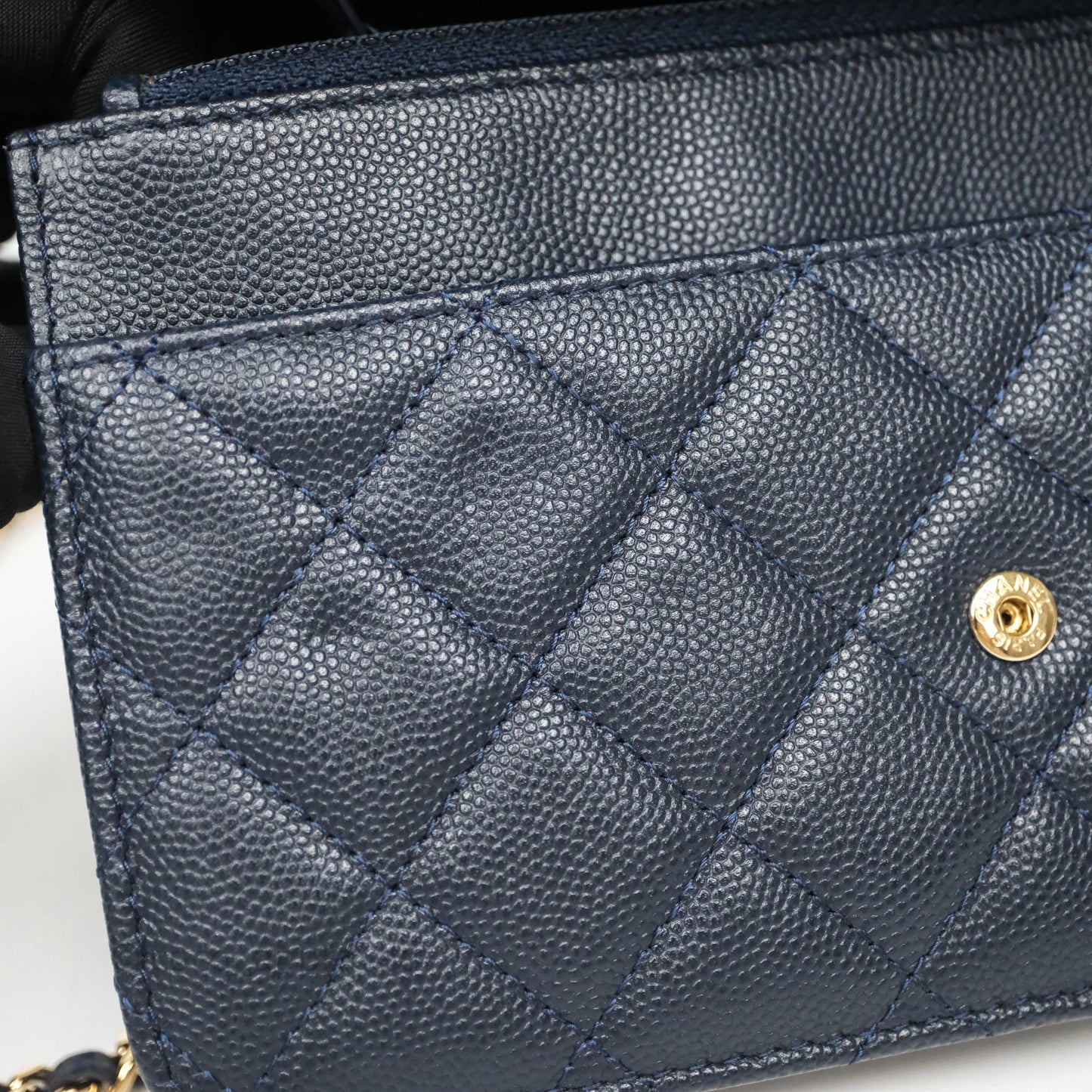 Chanel Classic Wallet On Chain WOC Quilted Navy Caviar Gold Hardware