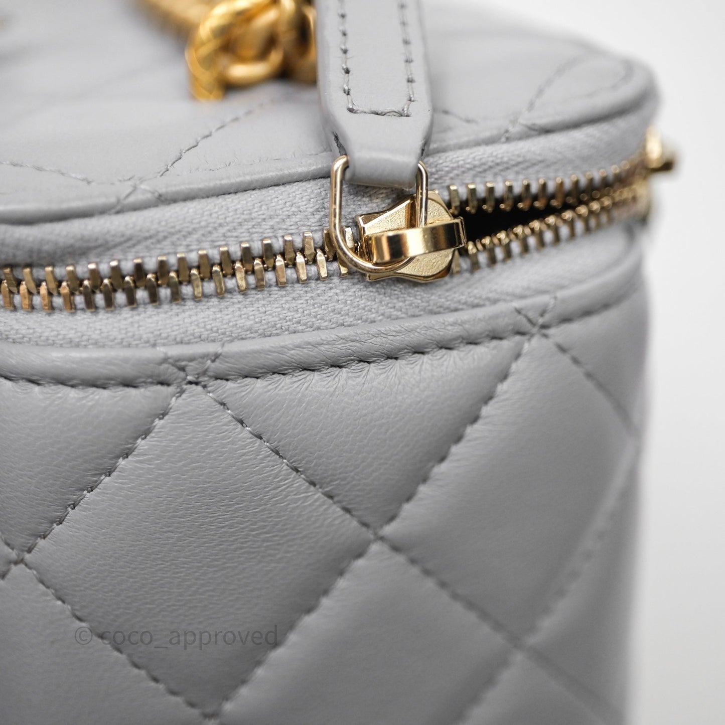 Chanel Vanity with Adjustable Chain Grey Lambskin Aged Gold Hardware
