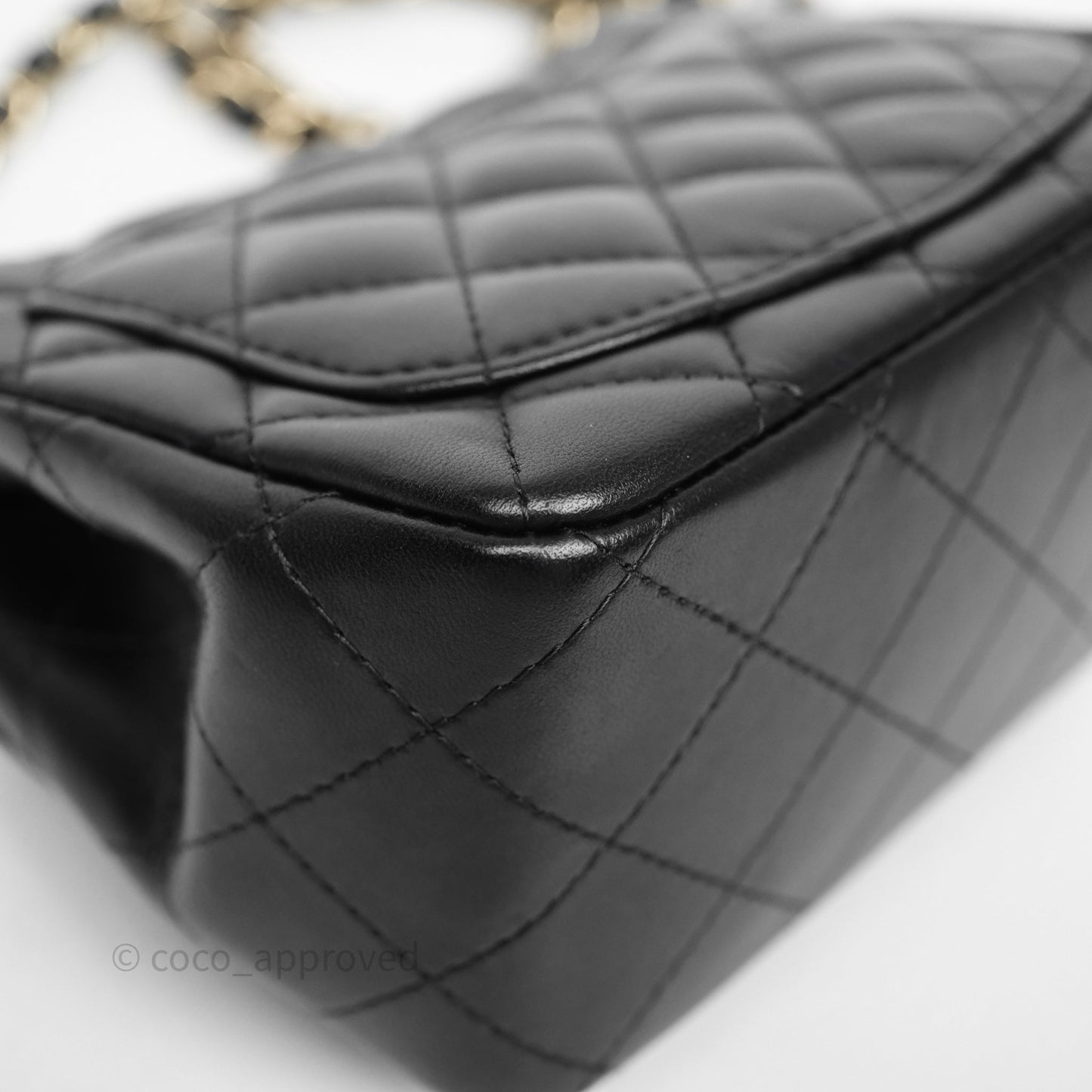 Chanel Mini Square Quilted Black Lambskin Gold Hardware