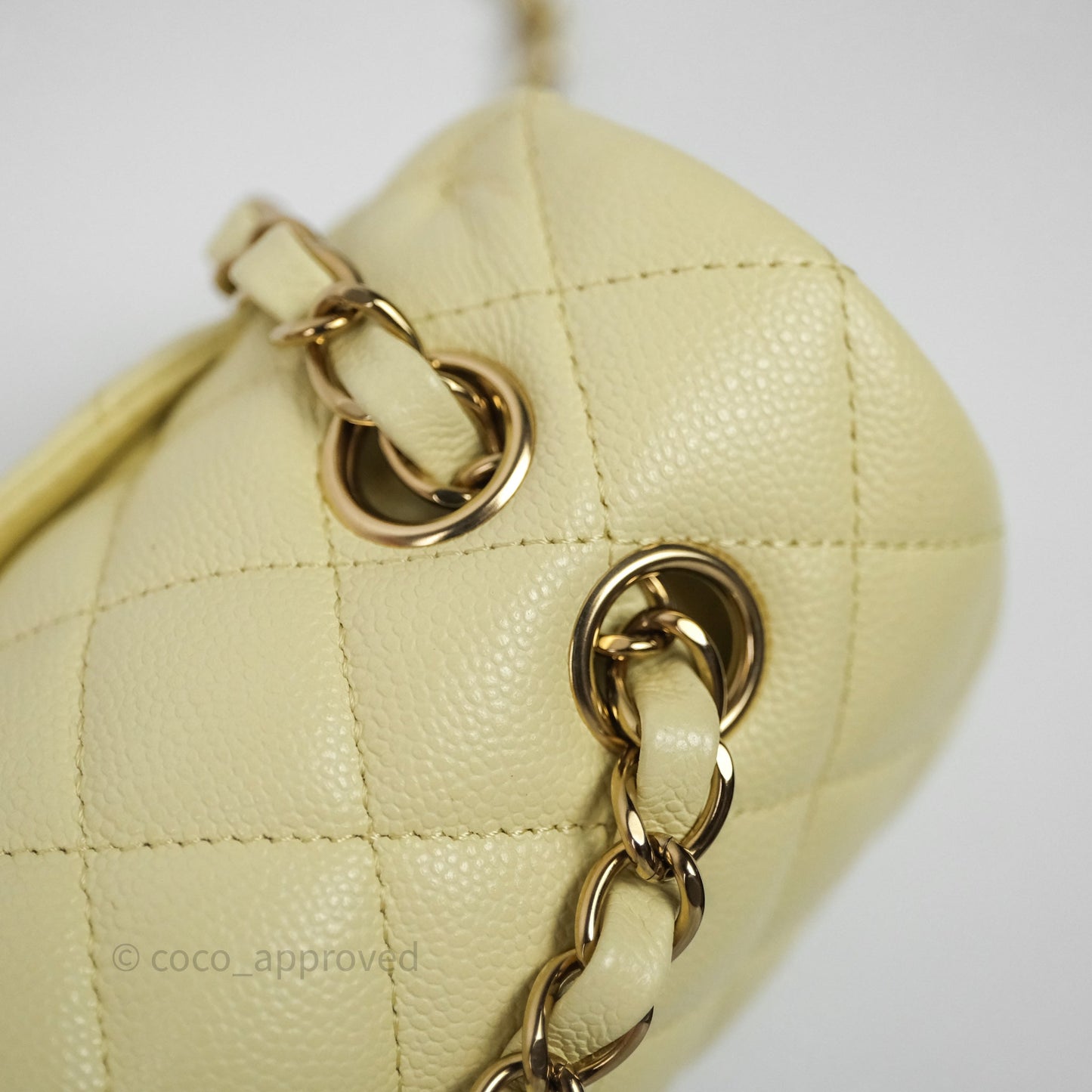 Chanel Small Classic Quilted Flap Yellow Caviar Gold Hardware