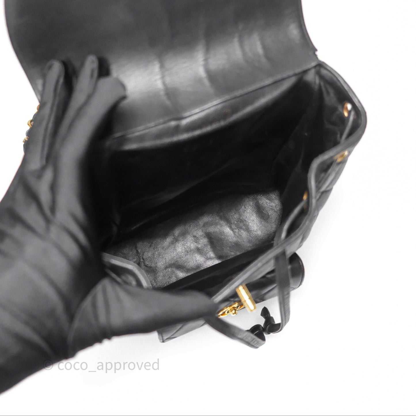 Chanel Vintage CC Duma Backpack Black Lambskin 24K Gold Hardware