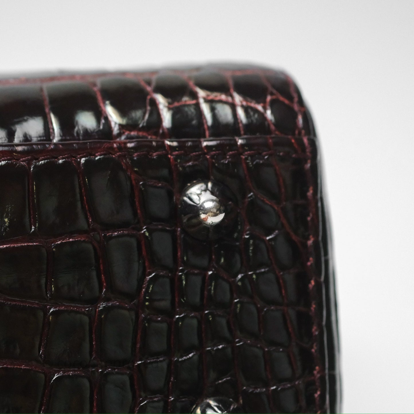 Christian Dior Small Lady Dior Shiny Crocodile Burgundy Diamond Hardware