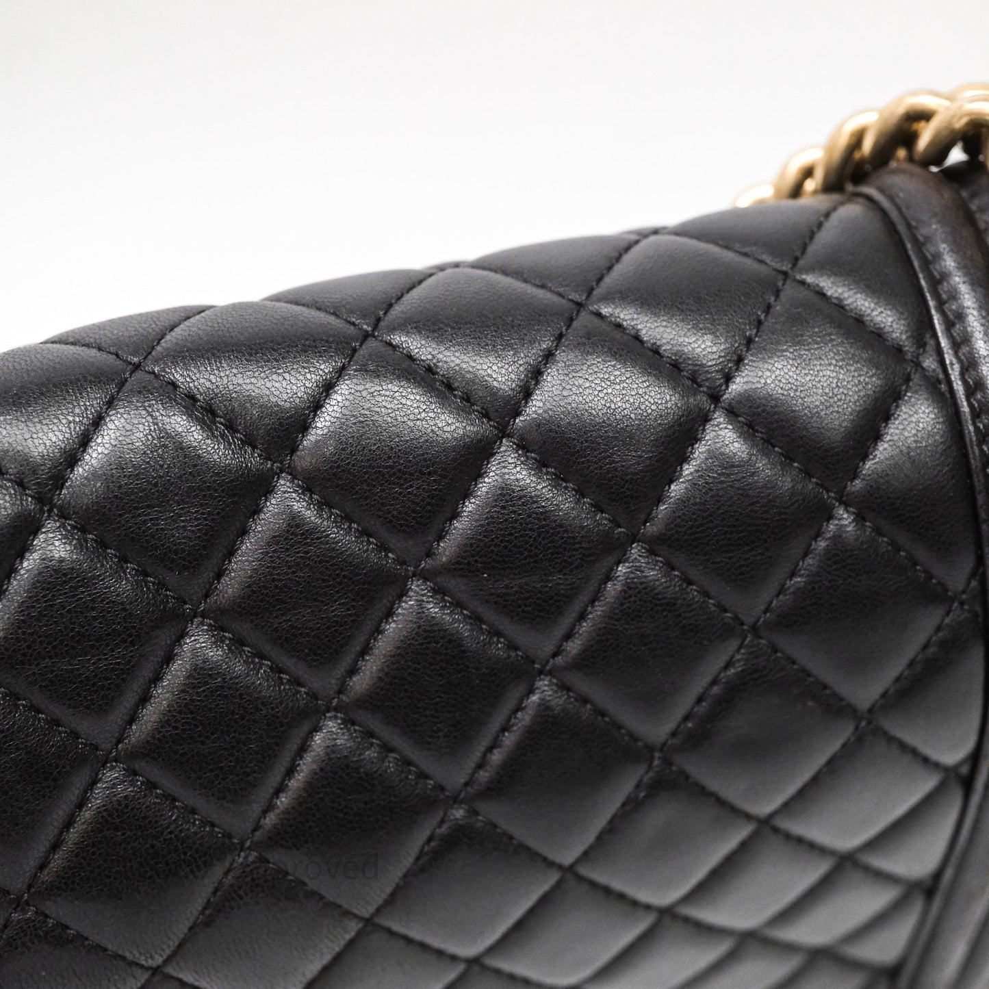 Chanel Medium Boy Quilted Black Lambskin Aged Gold Hardware