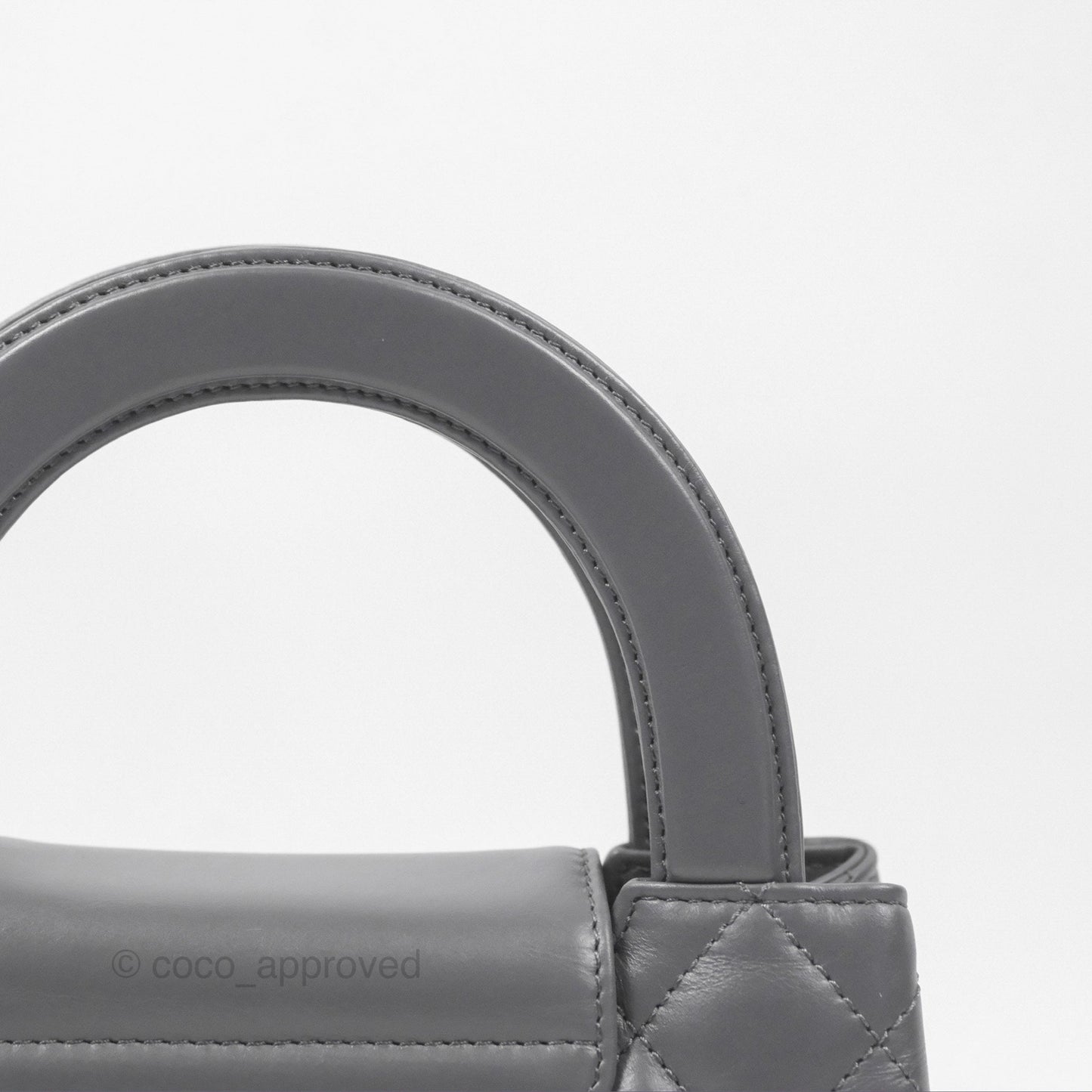 Chanel Kelly Bag Quilted Grey Shiny Calfskin Aged Gold Hardware