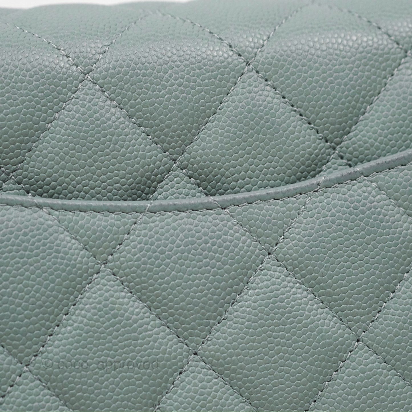 Chanel Quilted Classic Wallet on Chain WOC Green Caviar Silver Hardware