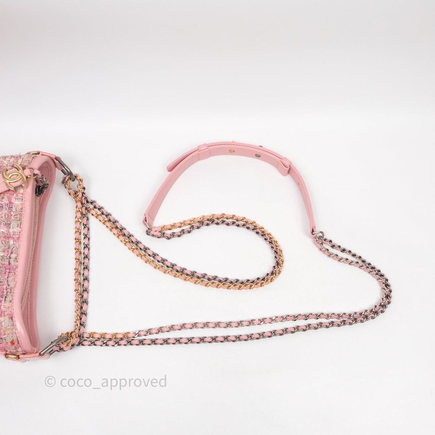 Chanel Small Gabrielle Hobo Quilted Pink Tweed Aged Calfskin