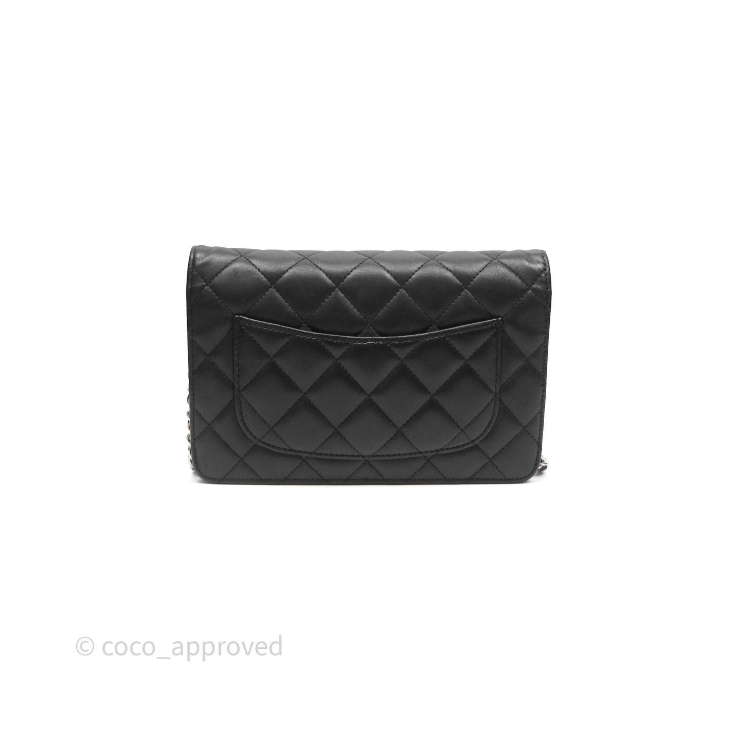 Chanel Quilted WOC Black Lambskin Silver Hardware