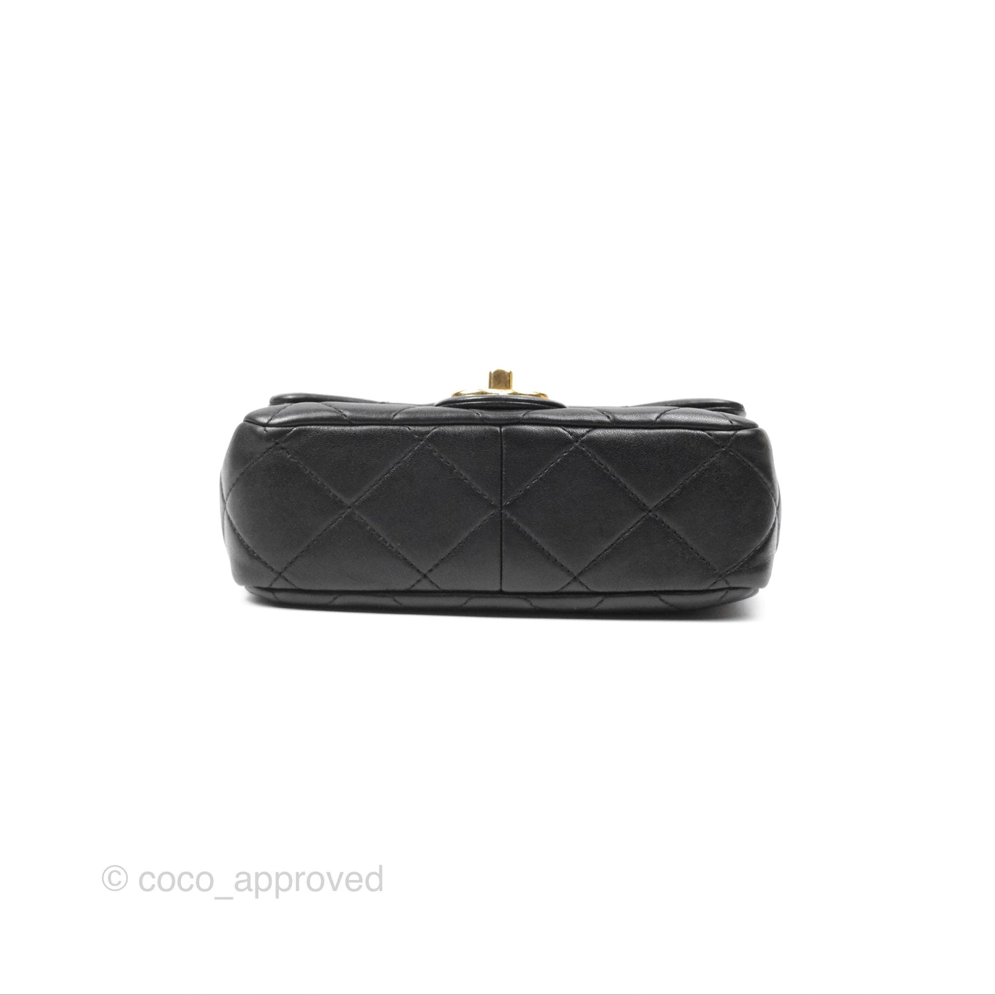 Chanel Mini Top Handle Flap Black Lambskin Aged Gold Hardware