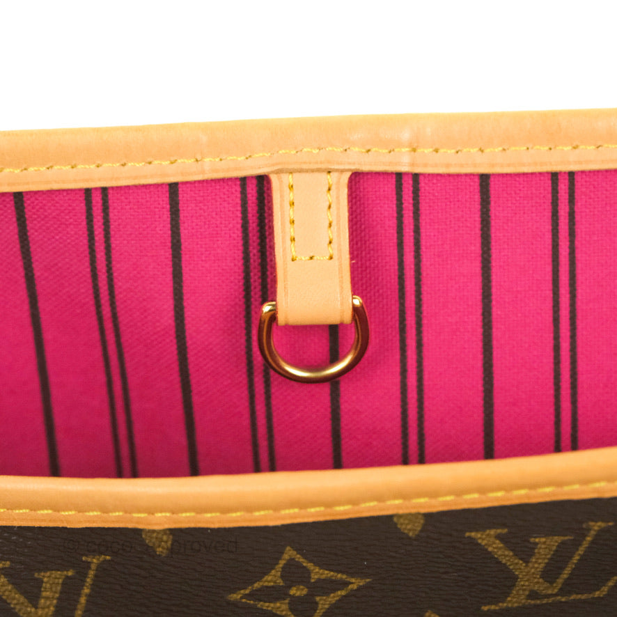 Louis Vuitton Neverfull MM Tote Bag Monogram Canvas Fuchsia