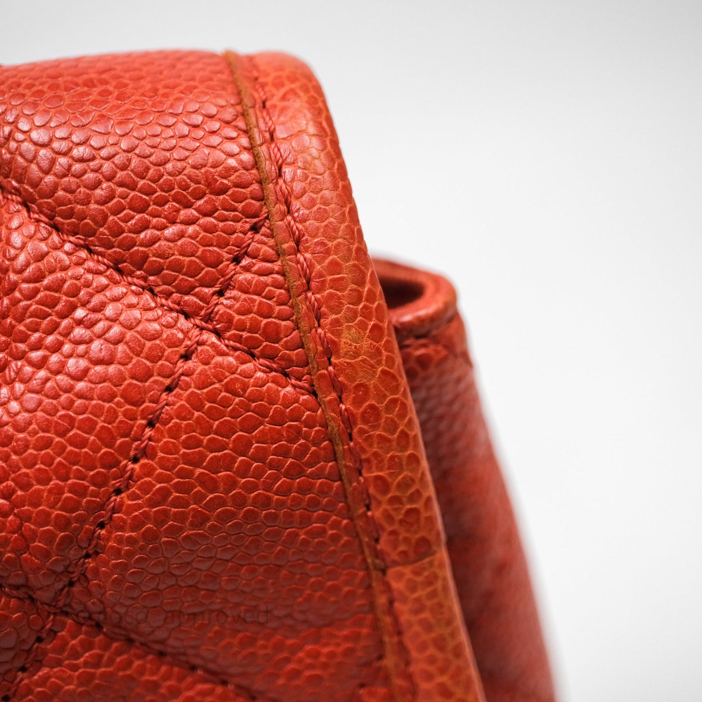 Chanel Flap Bag Caviar Orange Silver Hardware