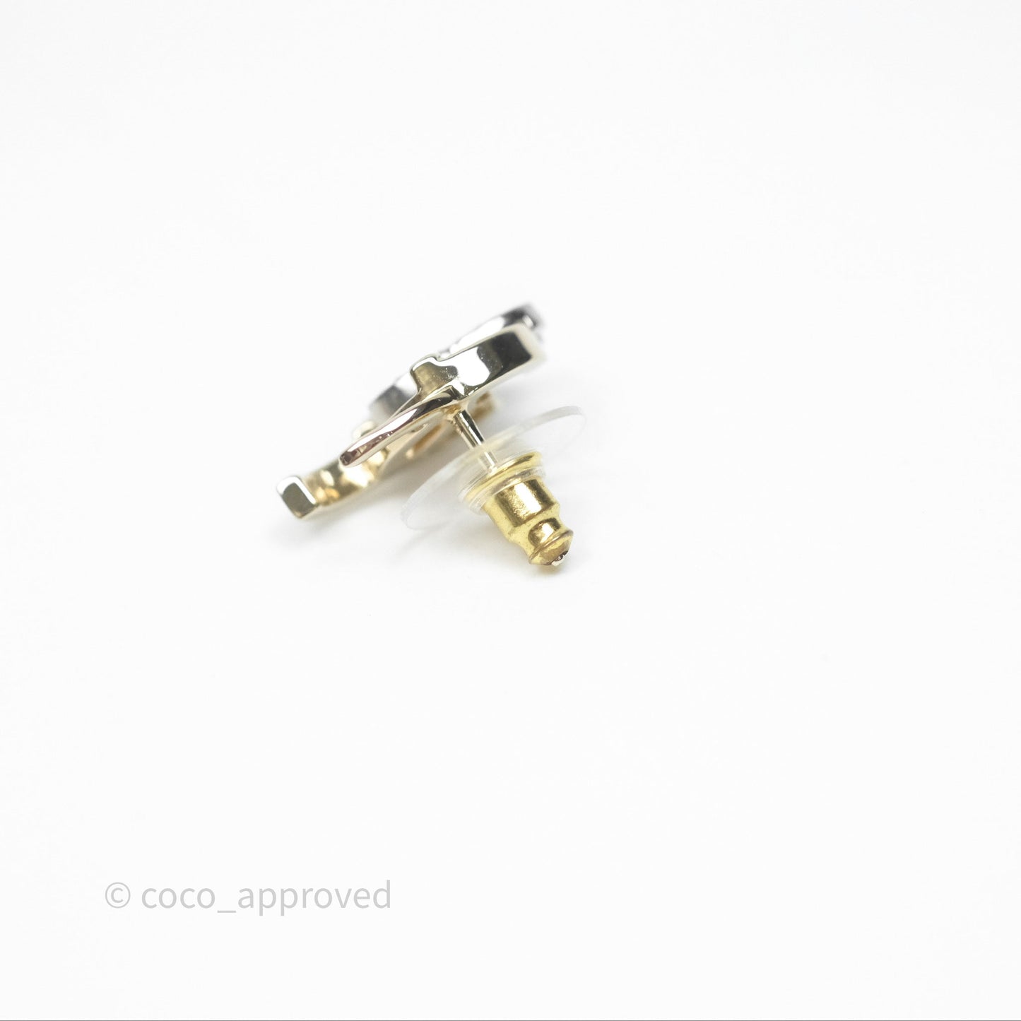 Chanel Double Crystal CC Earrings Silver & Gold Tone 21A