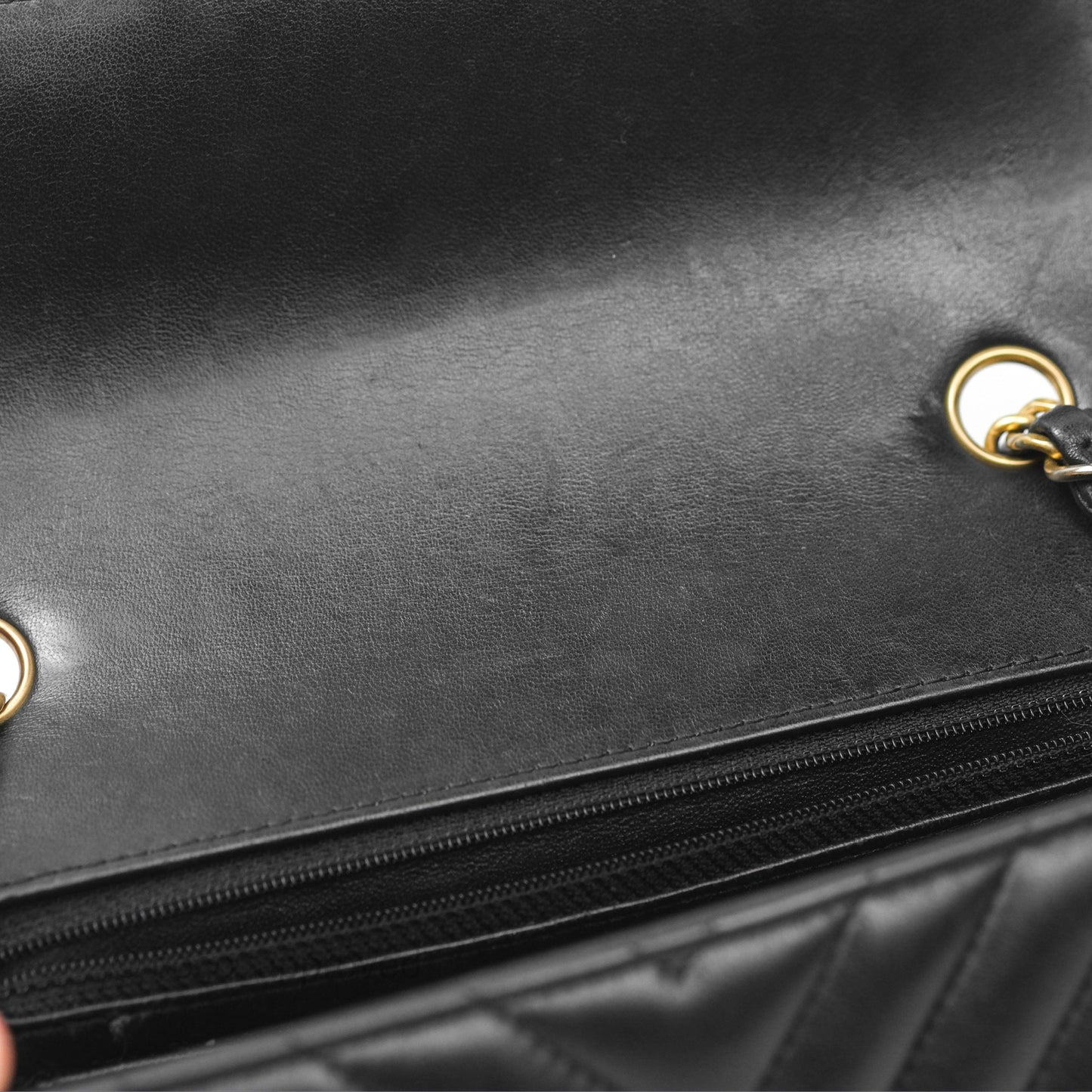 Chanel Chevron Mini Rectangular Black Lambskin Aged Gold Hardware