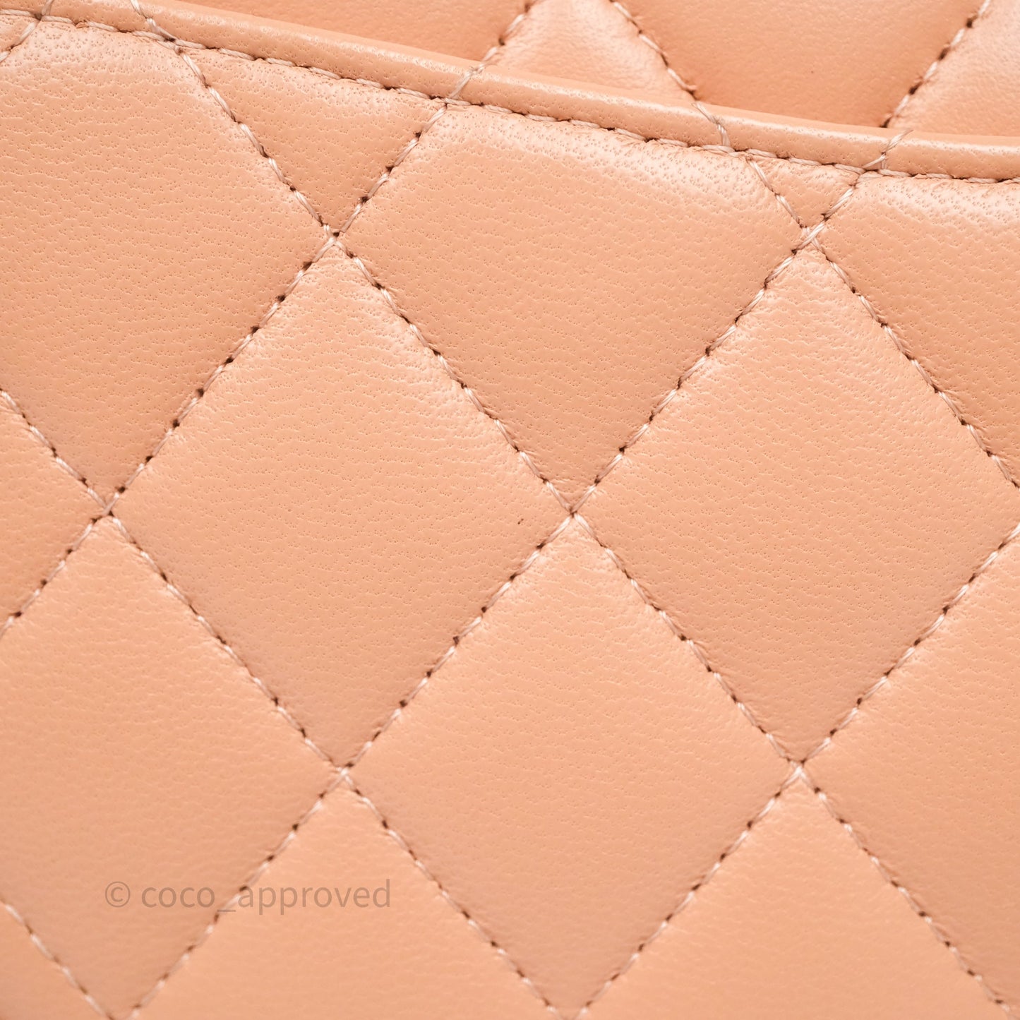 Chanel Small Classic Flap Quilted Dark Peach Beige Lambskin Gold Hardware