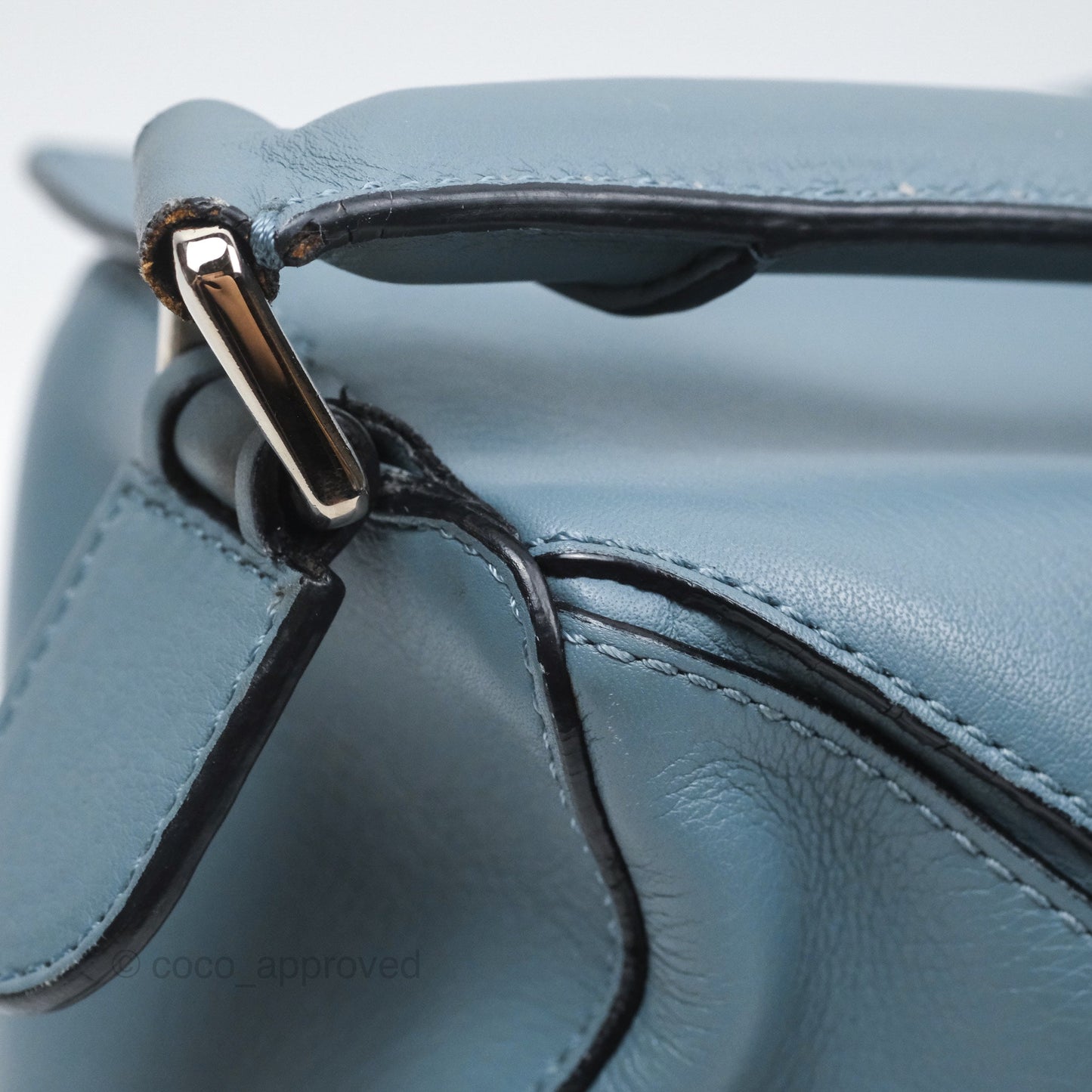 Loewe Medium Puzzle Bag Blue Calfskin Silver Hardware