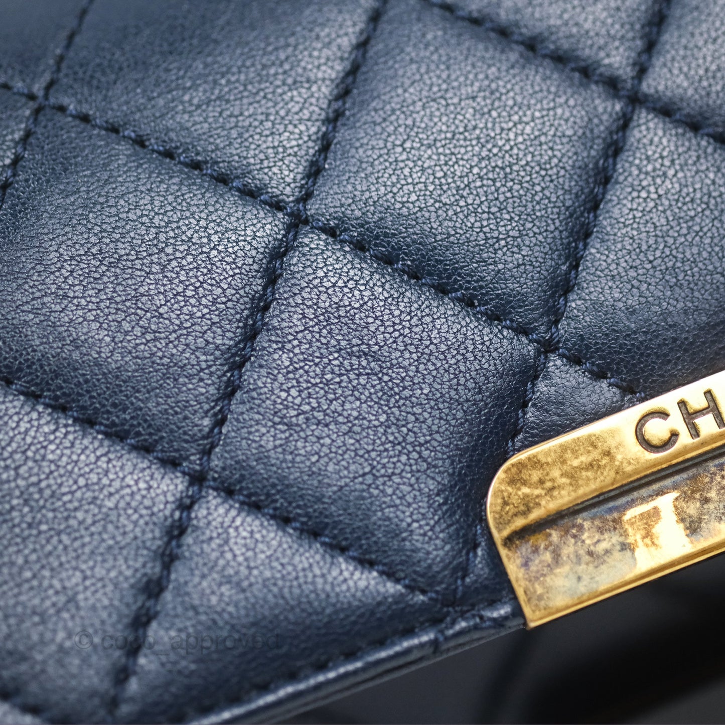 Chanel Beauty Lock Flap Bag Navy Sheepskin Aged Gold Hardware