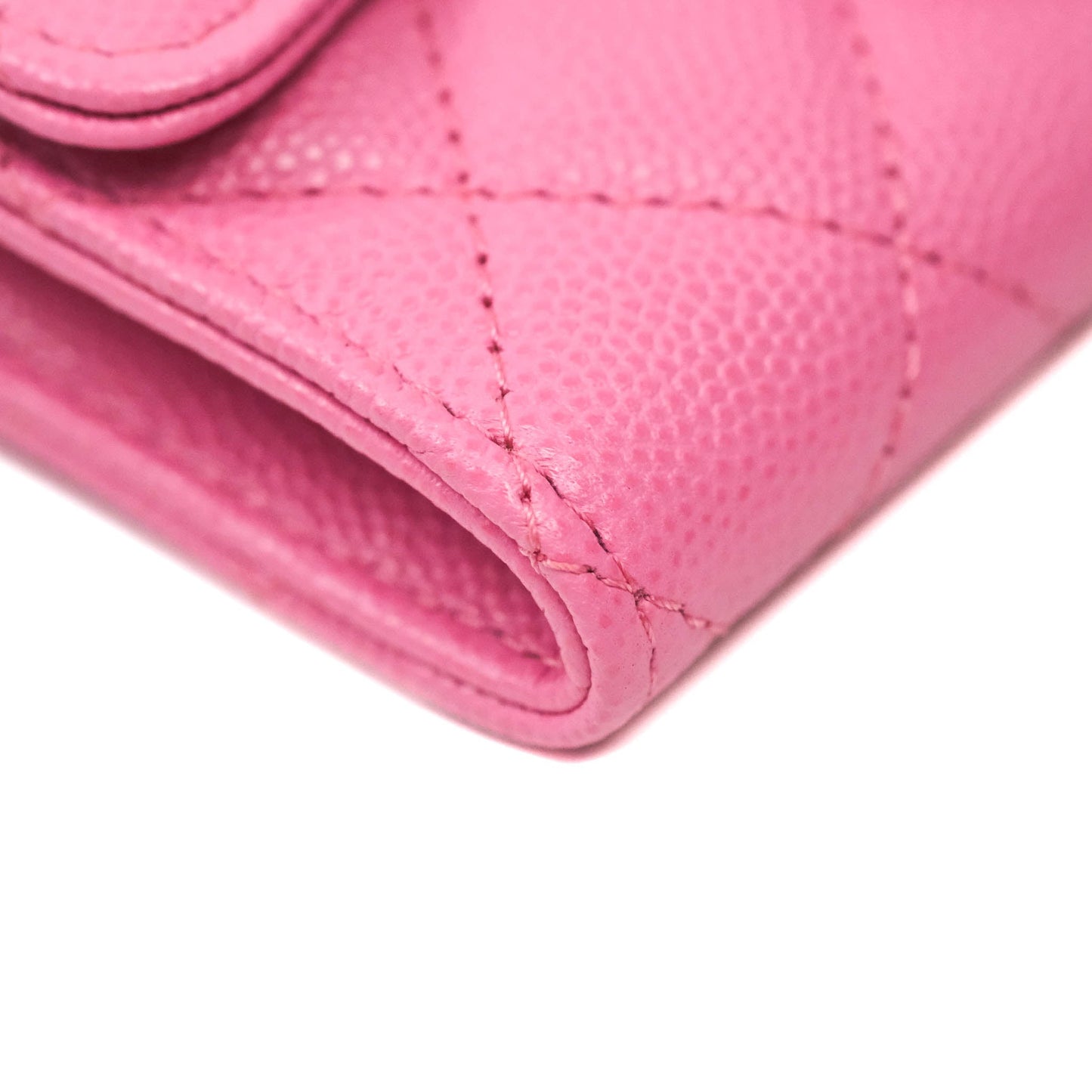 Chanel Caviar Quilted Flap Card Holder Pink Gold Hardware