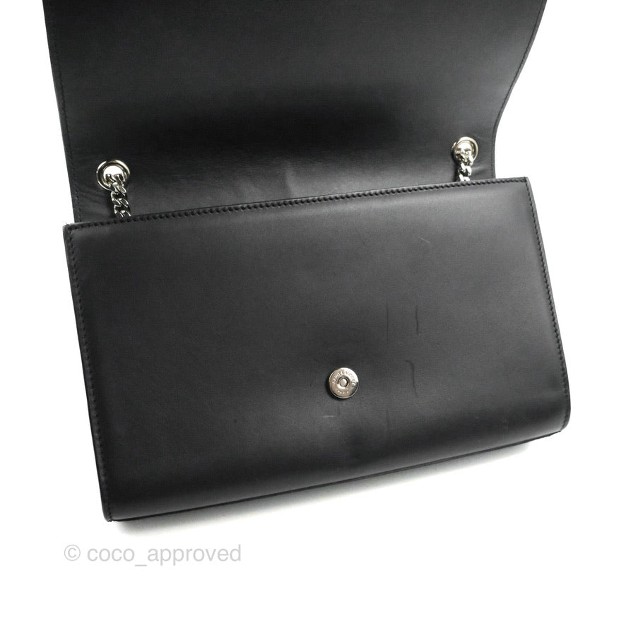 Saint Laurent Medium Kate Tassel Chain Bag Black Smooth Calfskin Silver Hardware