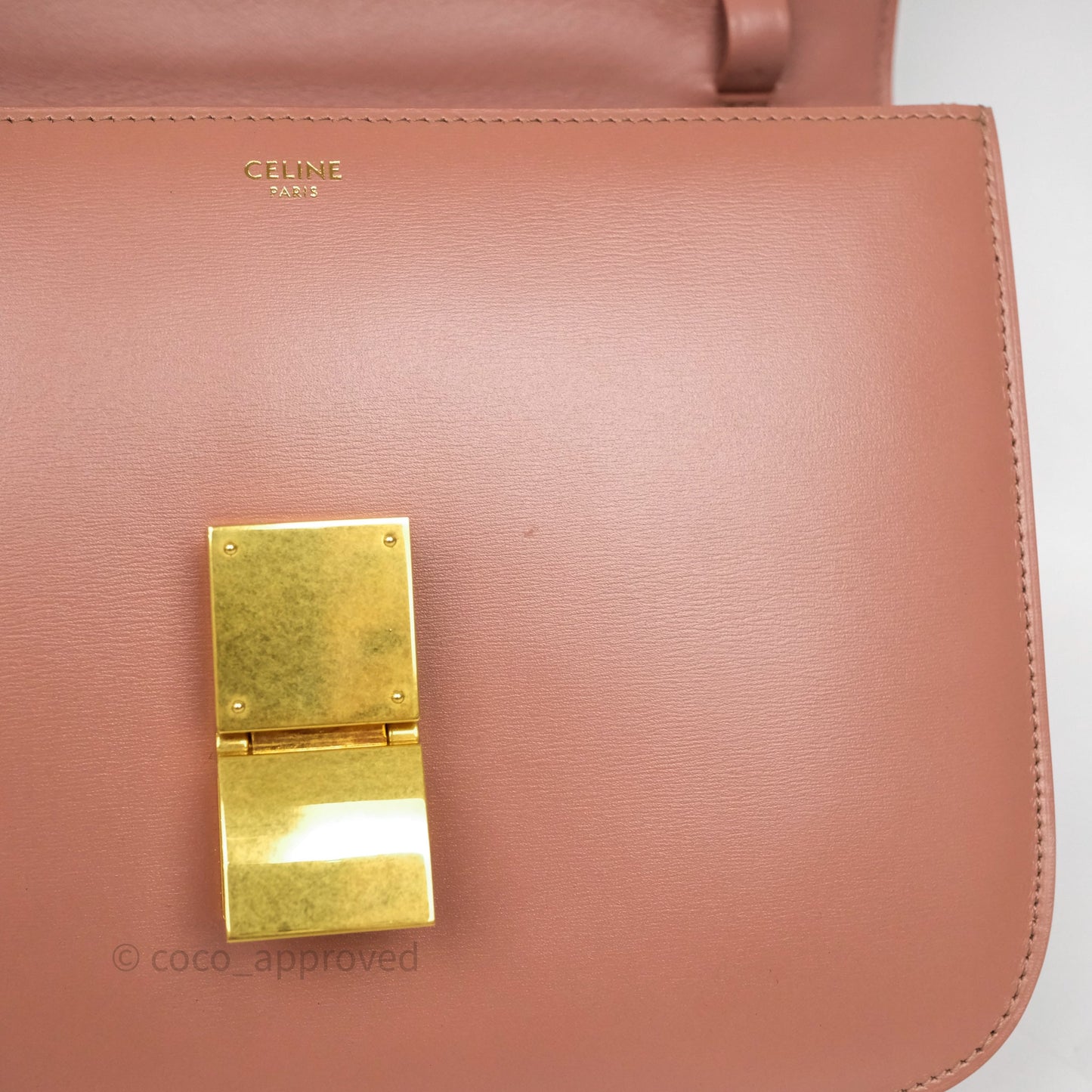 Celine Rose Box Medium Calfskin Bag Gold Hardware