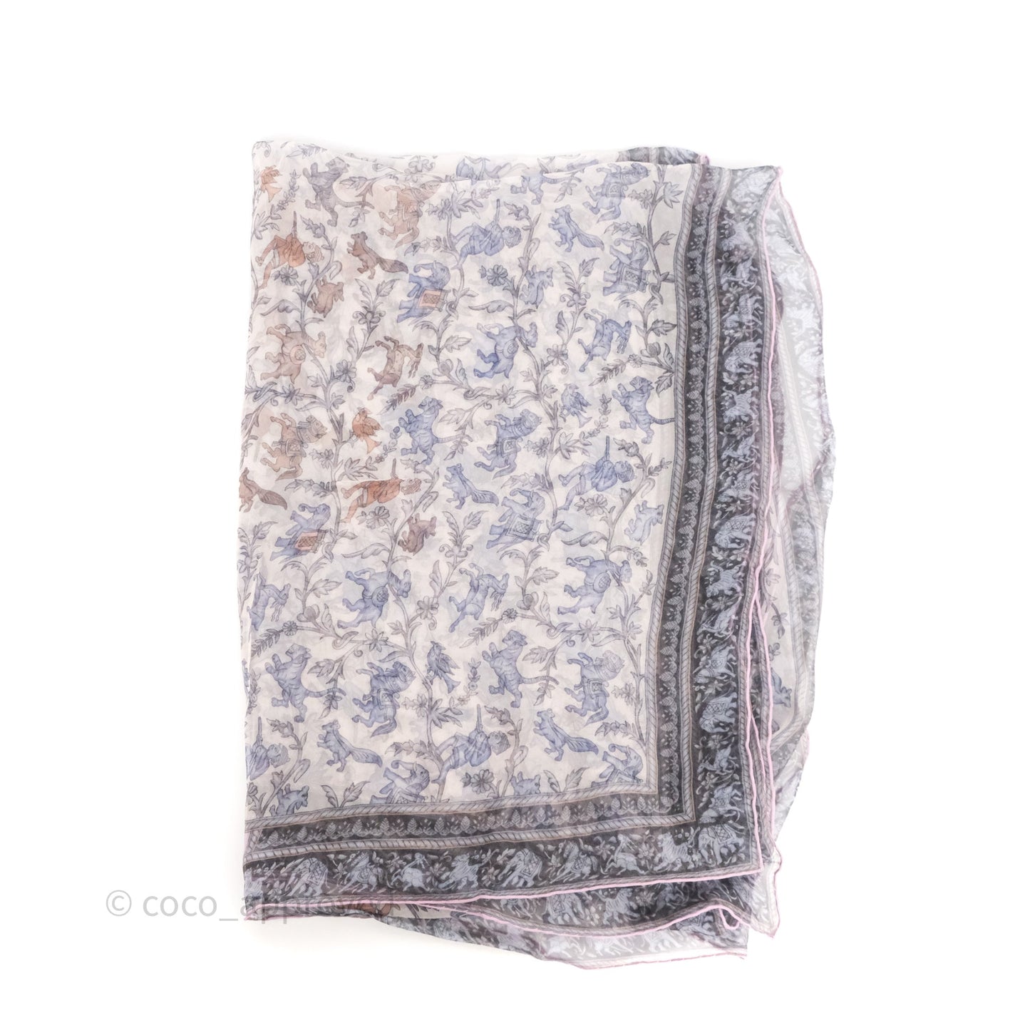 Hermès Grey/ Purple Silk Scarf