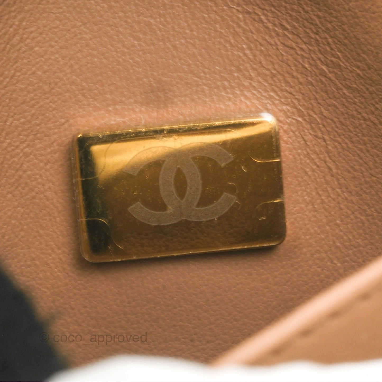 Chanel Coco First CC Chain Flap Bag Dark Beige Caviar Aged Gold Hardware