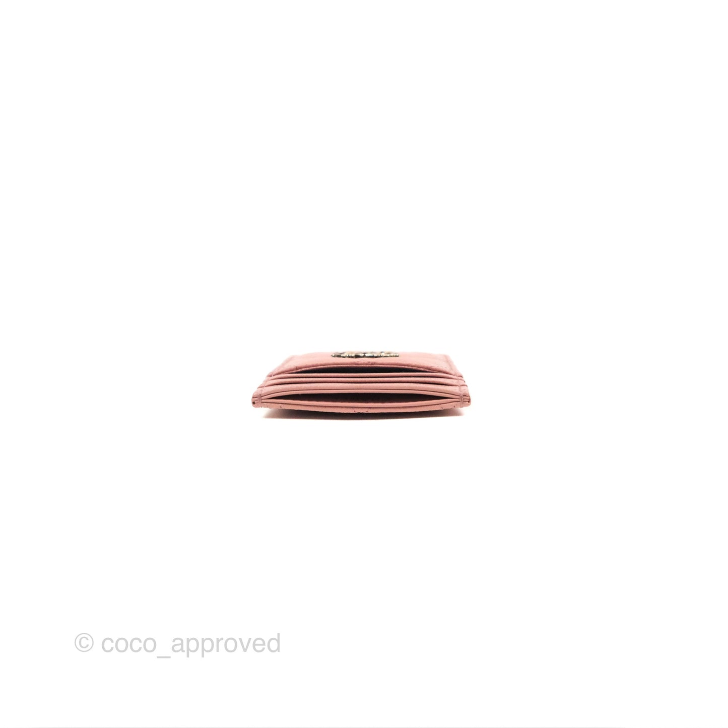 Chanel CC Resin Stone Card Holder Pink Caviar 23K