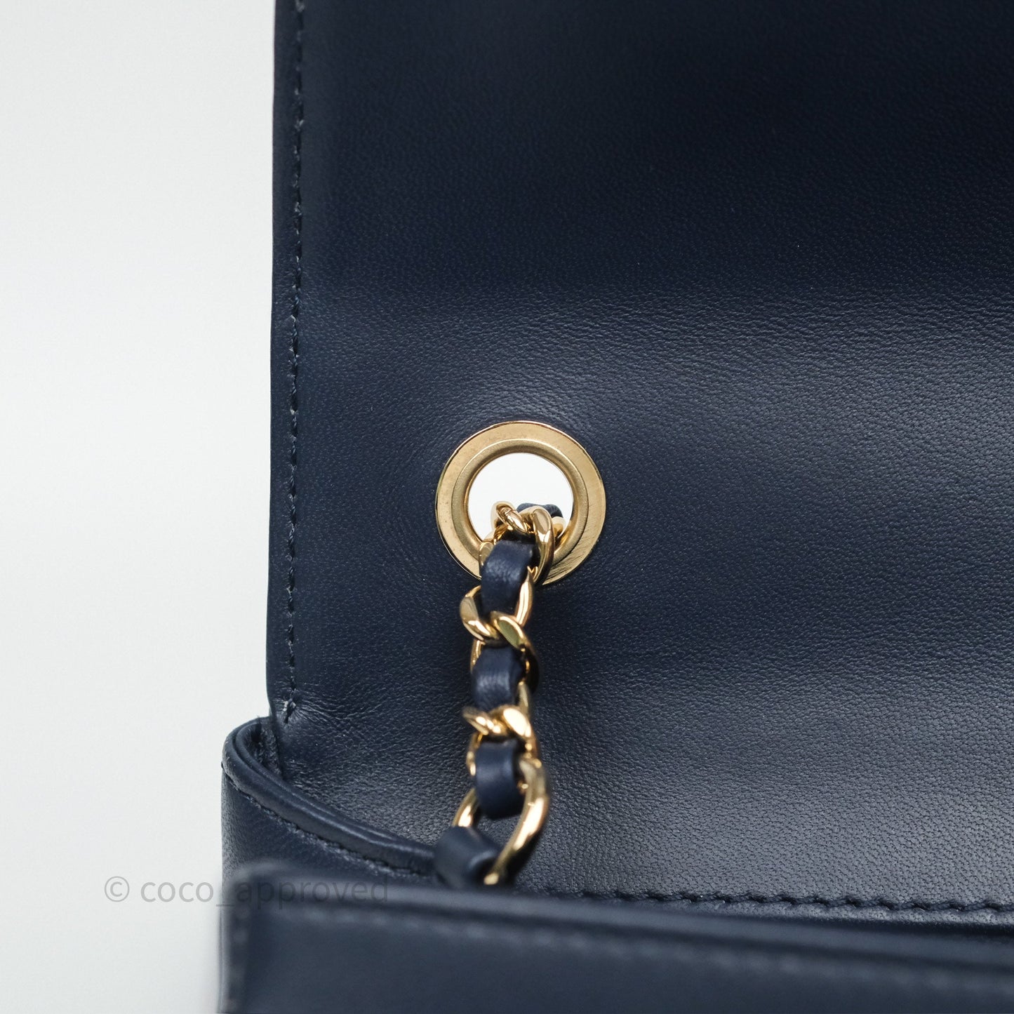 Chanel CC Mania Flap Bag Navy Lambskin Gold Hardware