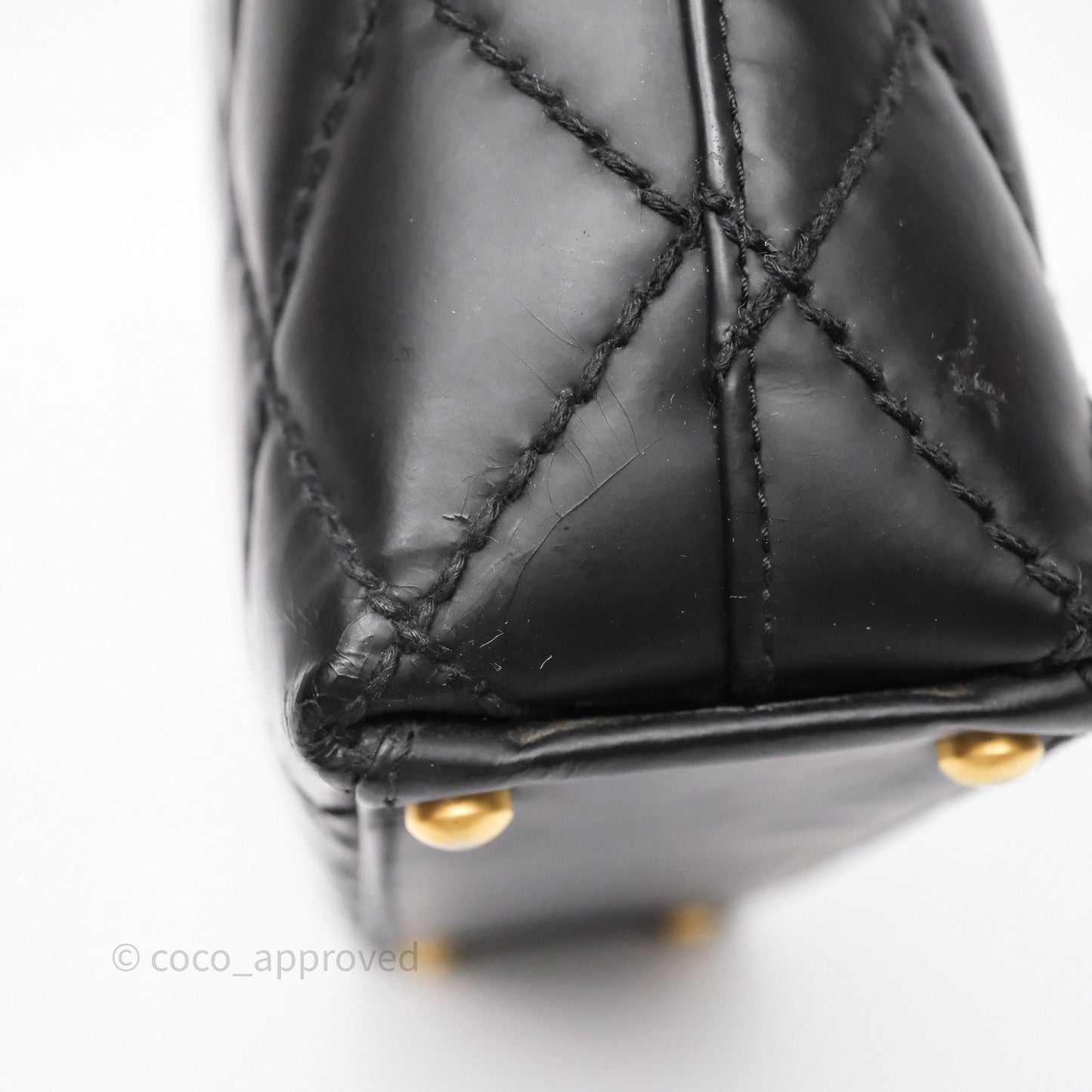 Chanel Vintage Quilted CC Tote Bag Matte Black Calfskin Gold Hardware