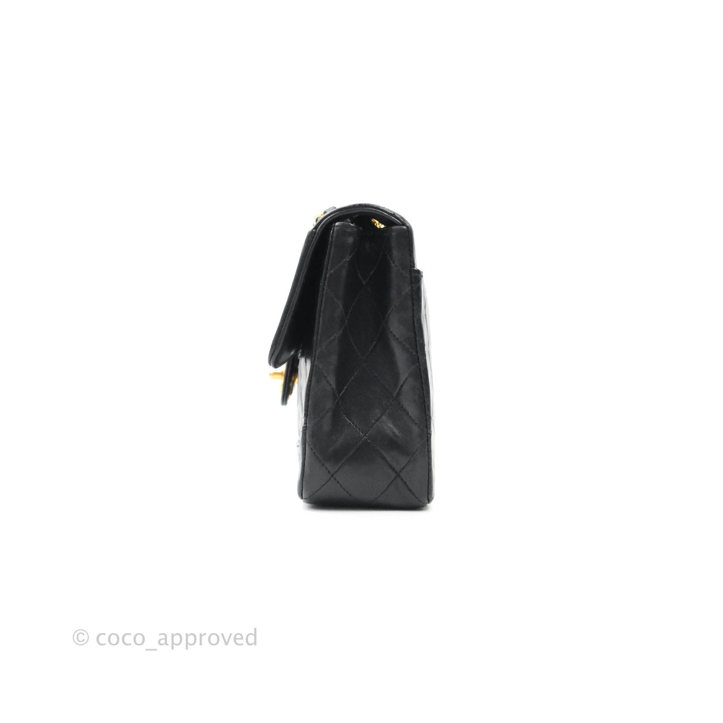 Chanel Vintage Flap Bag with Purse Pouch Black Lambskin 24K Gold Hardware