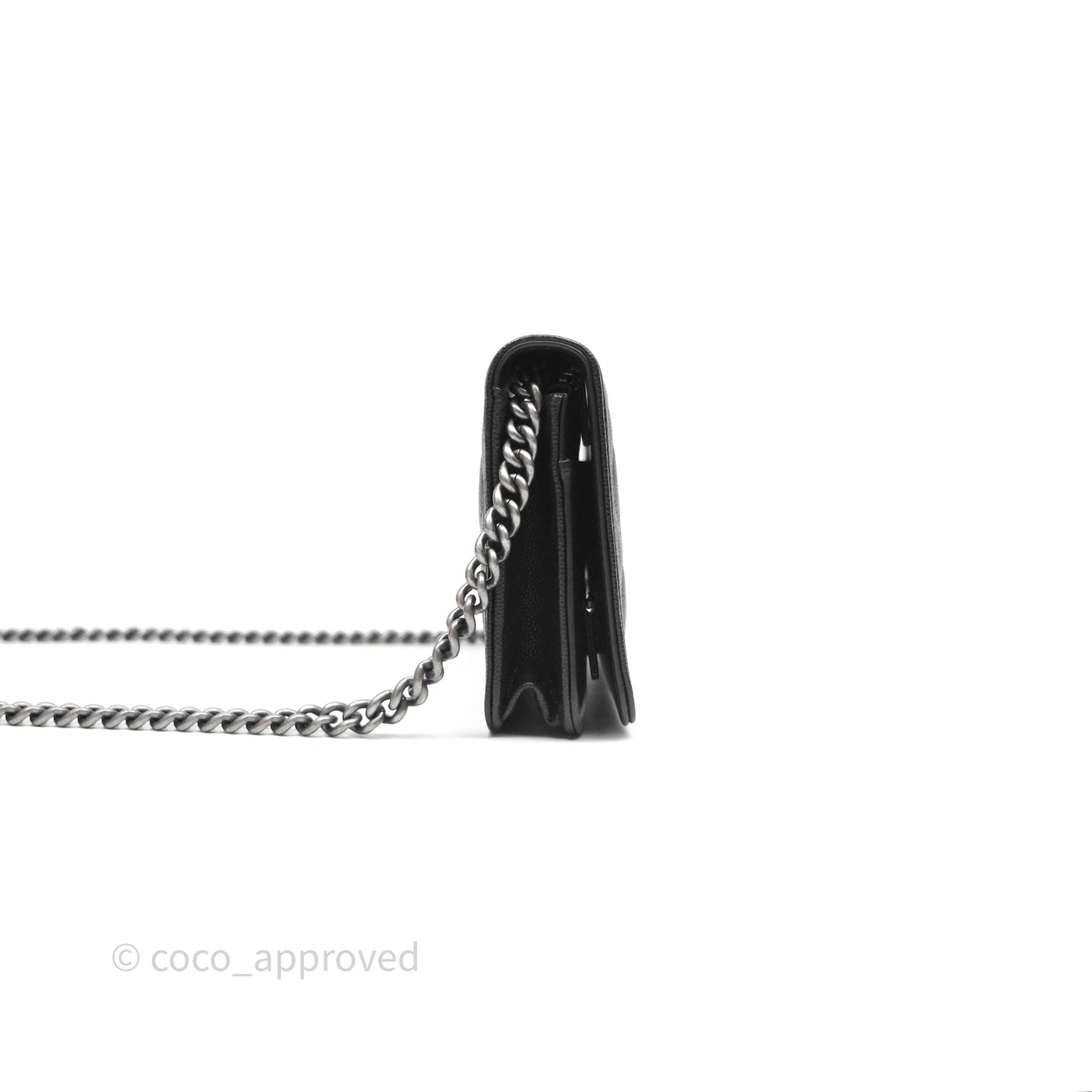 Chanel Quilted Boy Wallet on Chain WOC Black Caviar Ruthenium Hardware