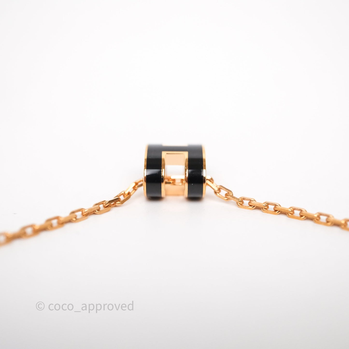 Hermès Mini Pop H Pendant Necklace Black Rose Gold Hardware