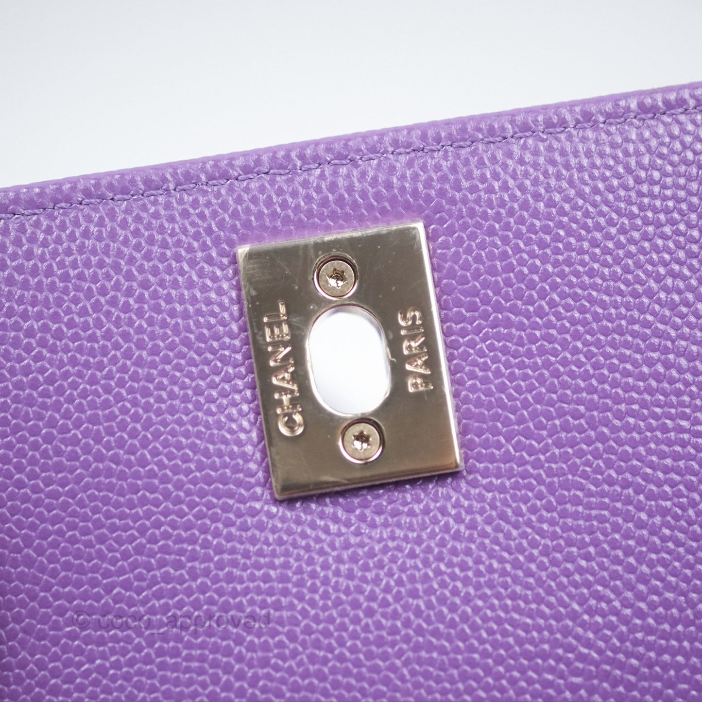 Chanel Quilted Mini Coco Handle Caviar Purple Gold Hardware