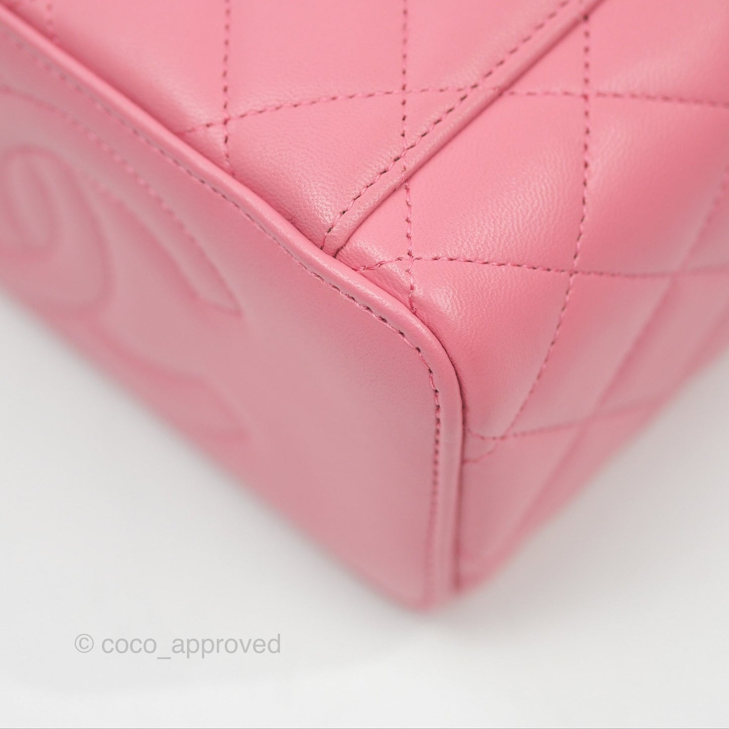 Chanel Vanity Rectangular Top Handle Pink Lambskin Gold Hardware