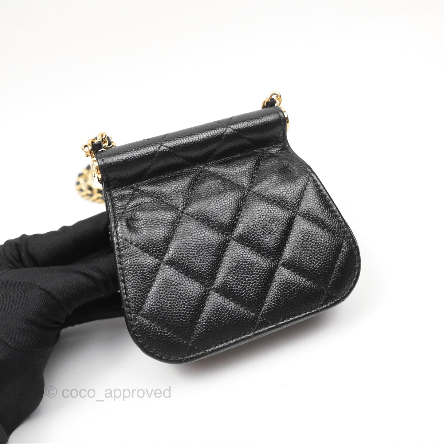 Chanel Clutch with Chain Black Caviar Gold Hardware 22K