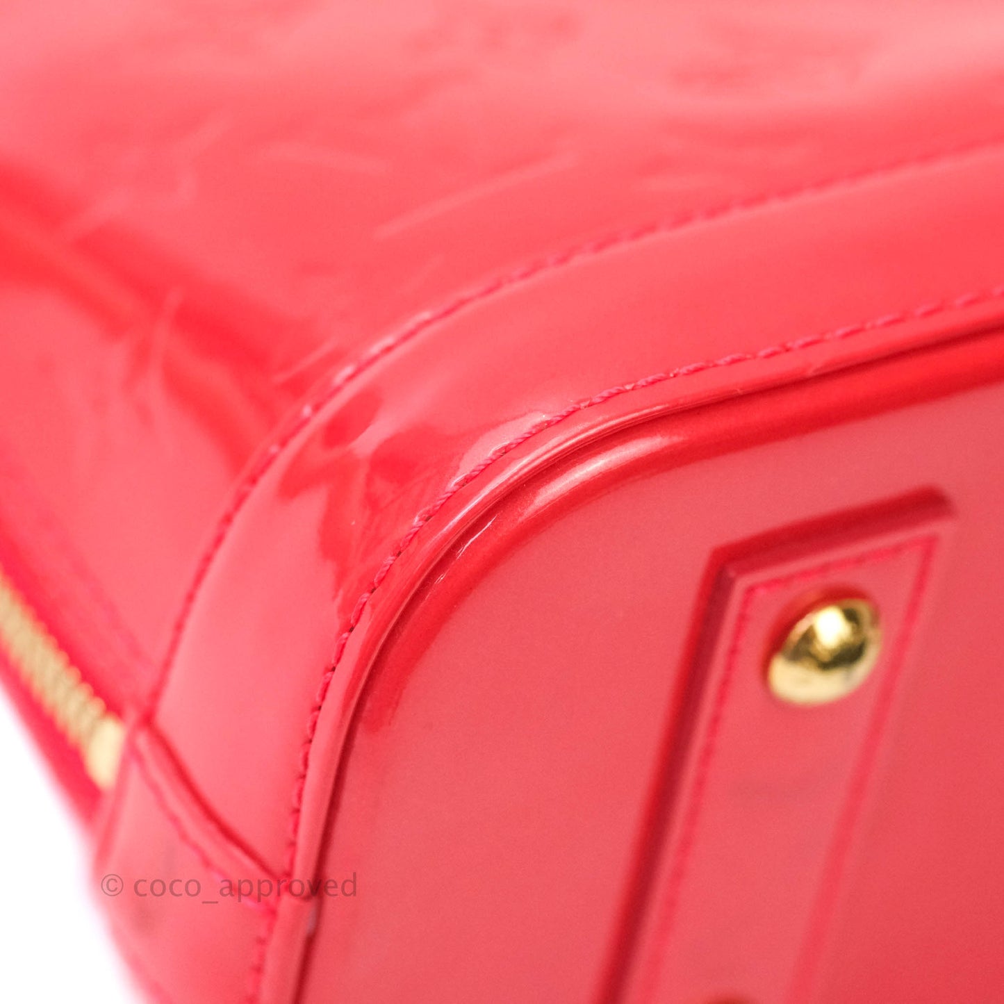 Louis Vuitton Alma BB Patent Red Gold Hardware