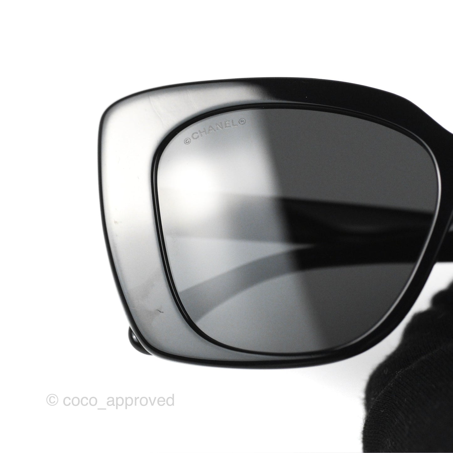 Chanel Acetate Strass Square Polarized Sunglasses Black/White