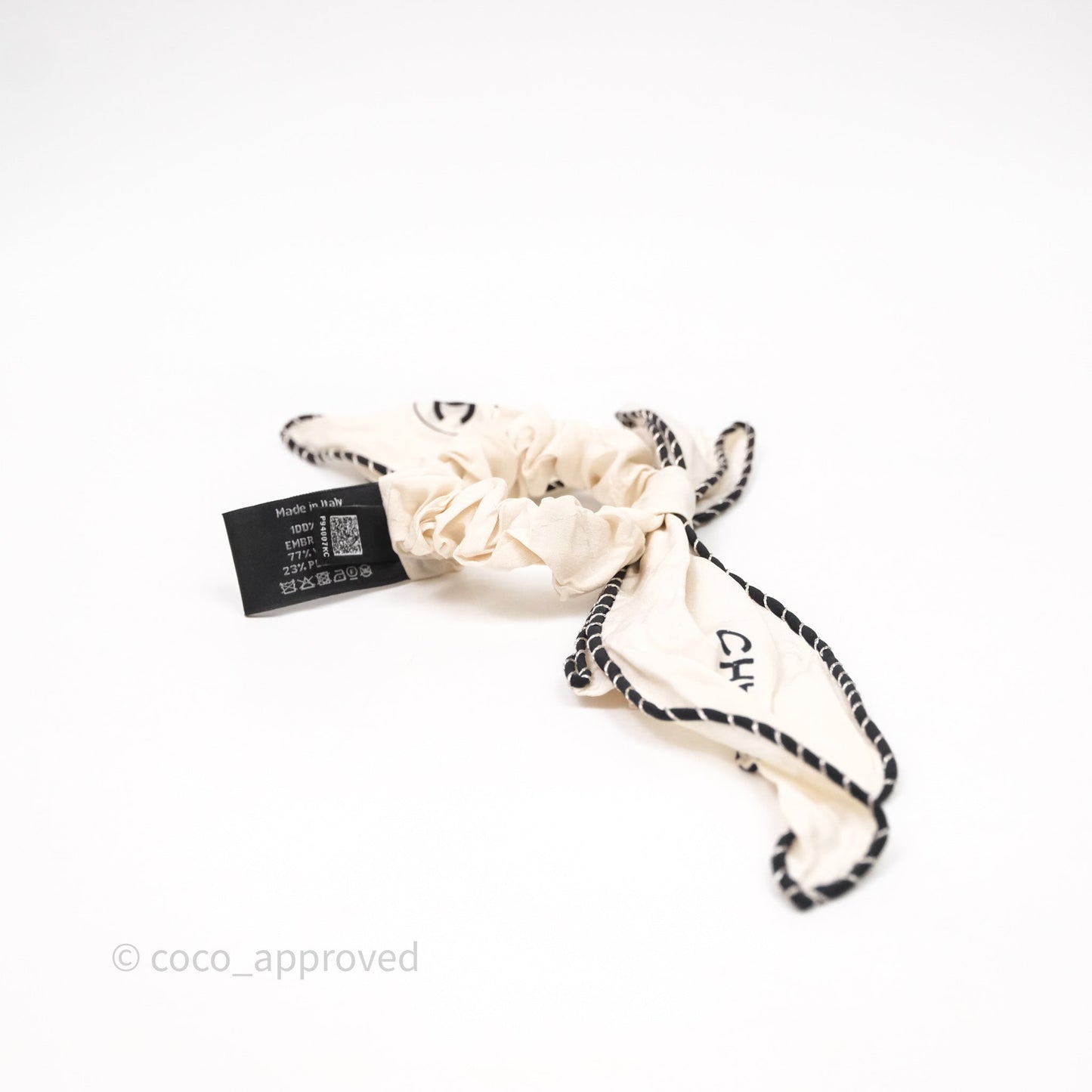 Chanel Bow Silk Hair Accessory Ivory & Black