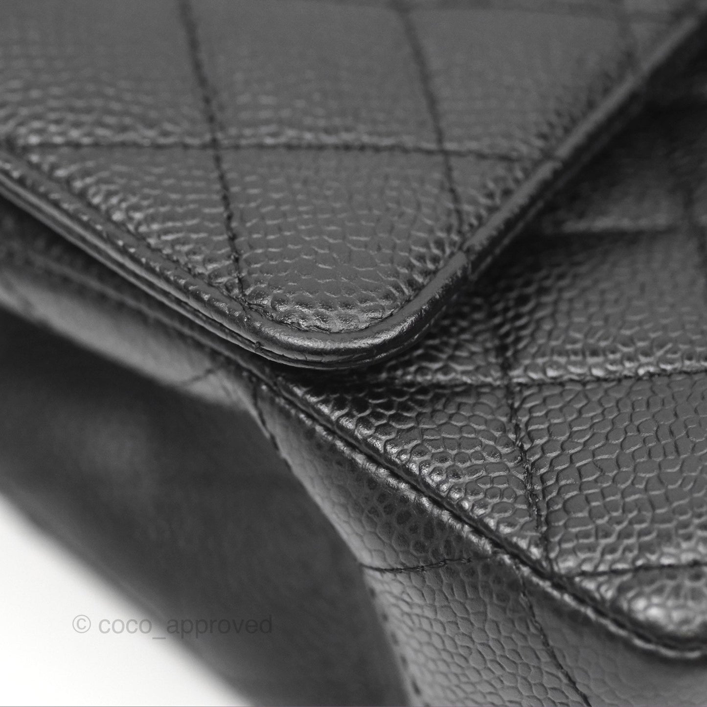 Chanel Classic M/L Medium Flap Quilted Black Caviar Silver Hardware