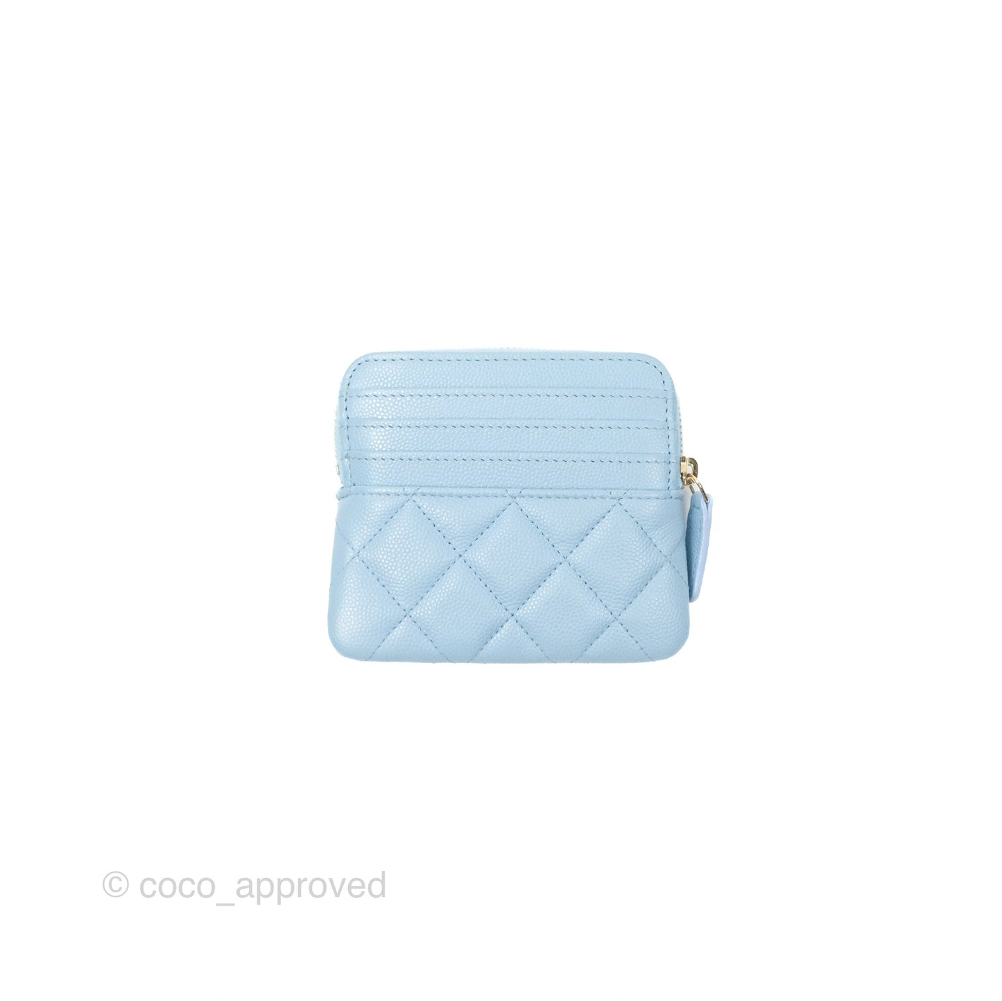 Chanel Zipped Coin Purse Card Holder Blue Caviar 22S