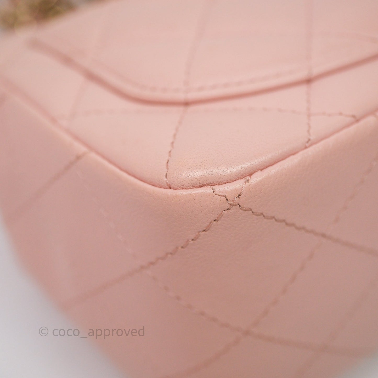 Chanel Mini Square Flap Quilted Pink Lambskin Gold Hardware